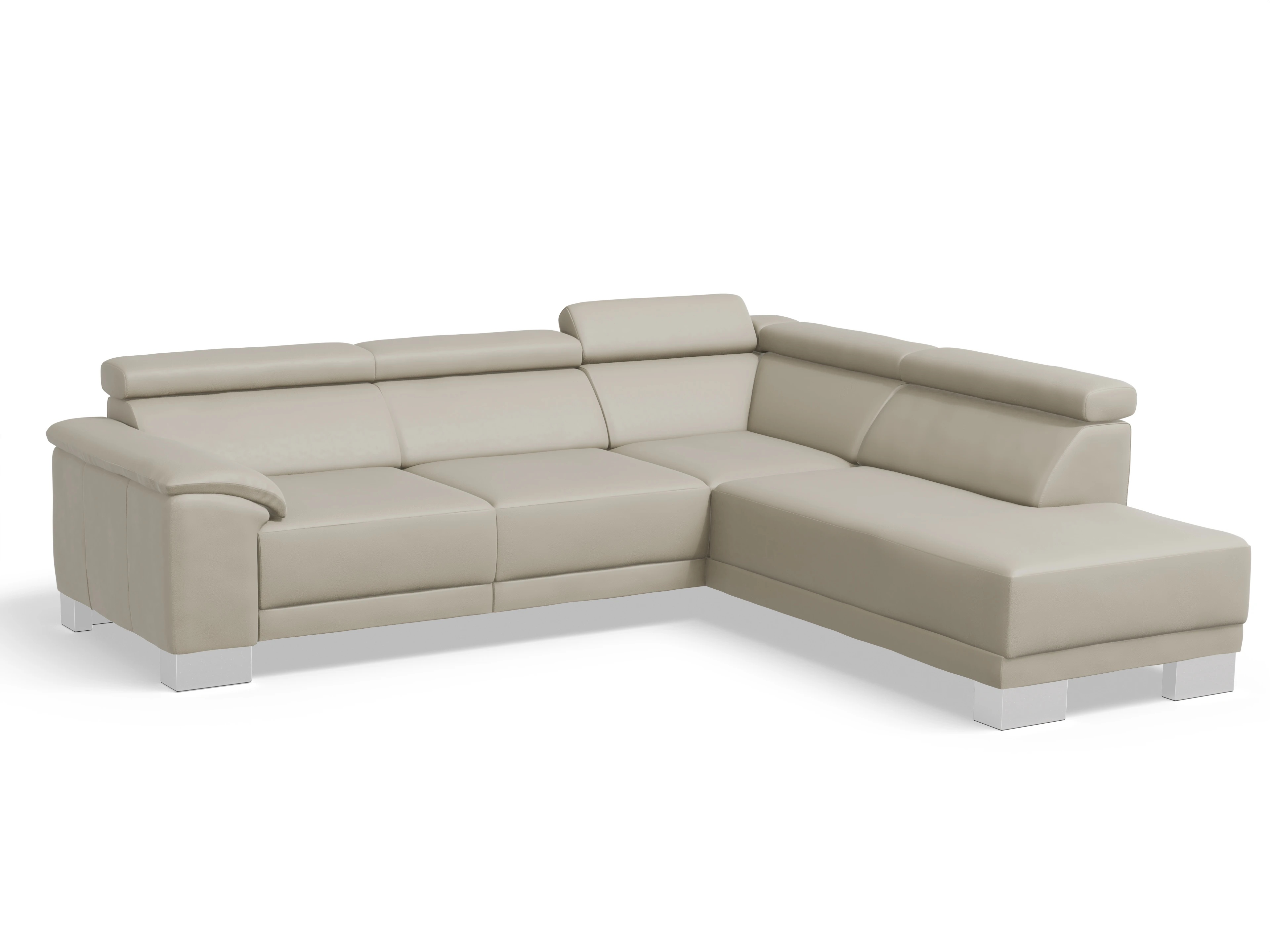 Ansicht des Produktes Antonio Ecksofa rechts Abschluss offen in Leder Beige