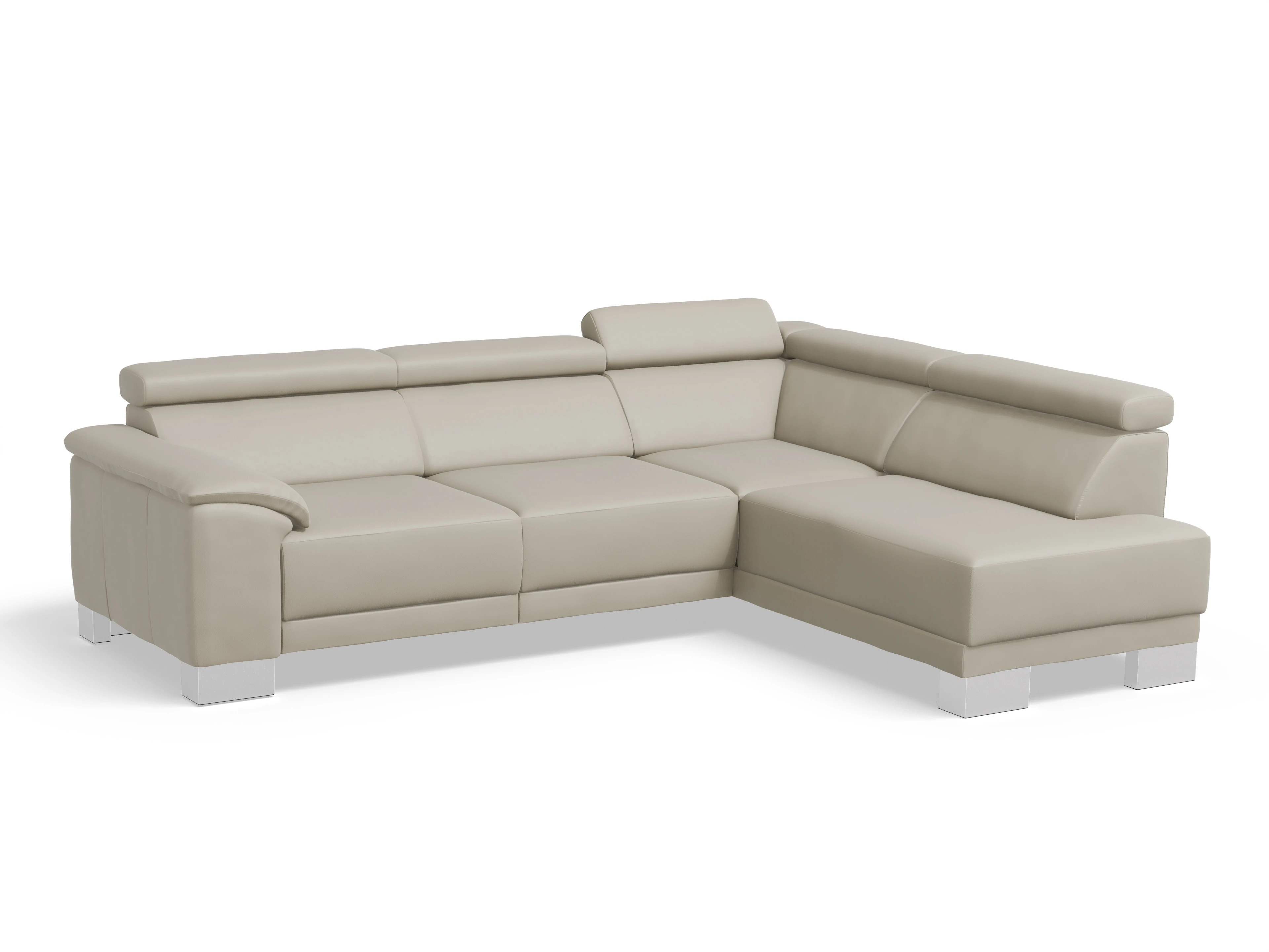 Ansicht des Produktes Antonio Ecksofa rechts Abschluss offen in Leder Beige