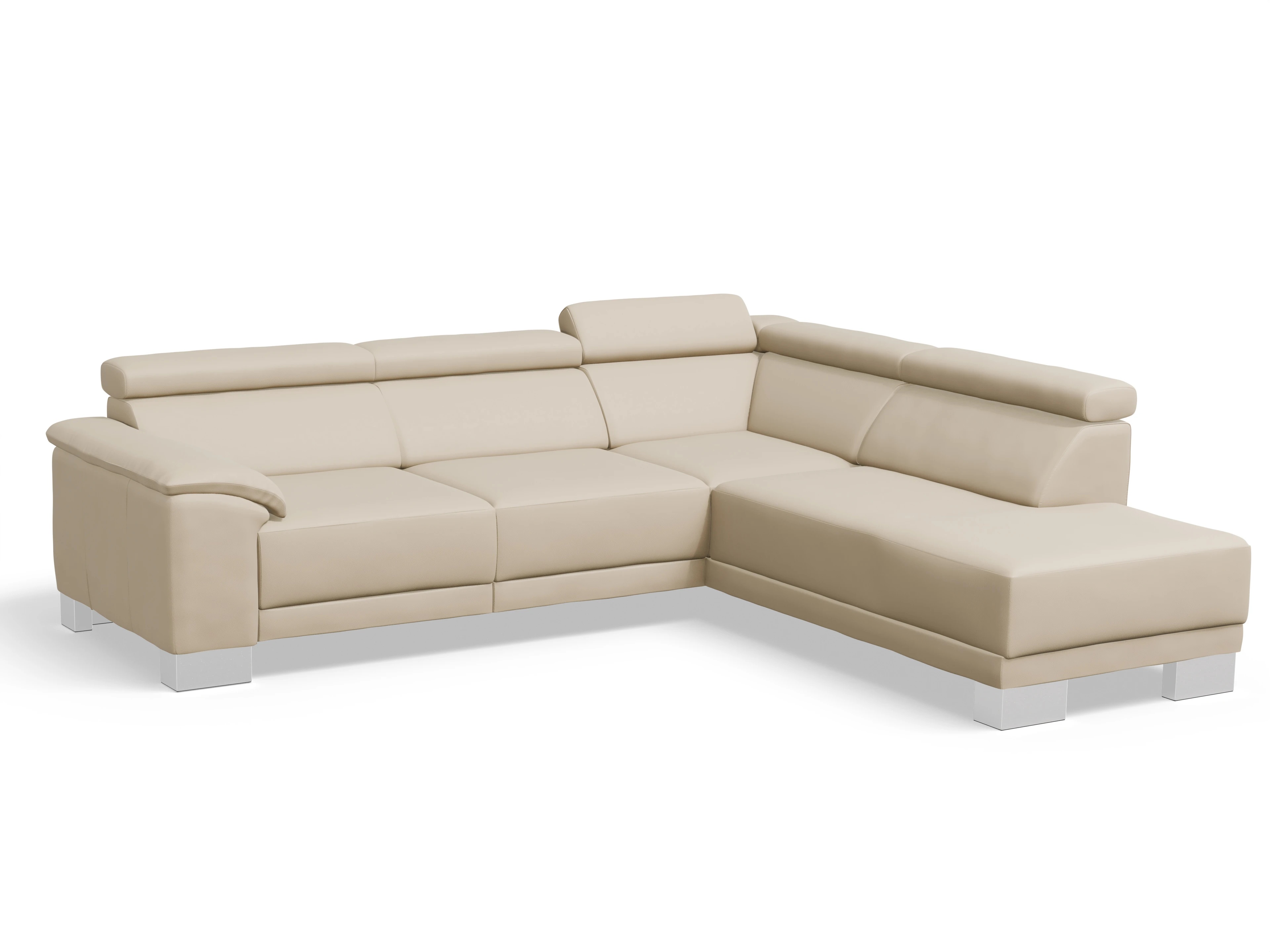 Ansicht des Produktes Antonio Ecksofa rechts Abschluss offen in Leder Beige