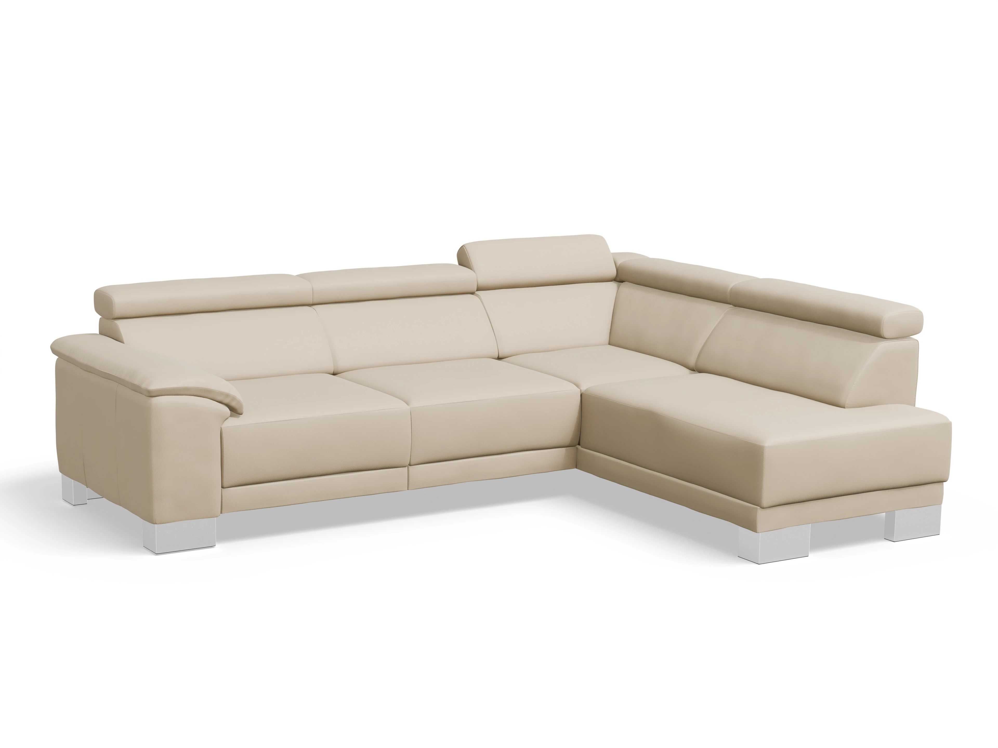 Ansicht des Produktes Antonio Ecksofa rechts Abschluss offen in Leder Beige