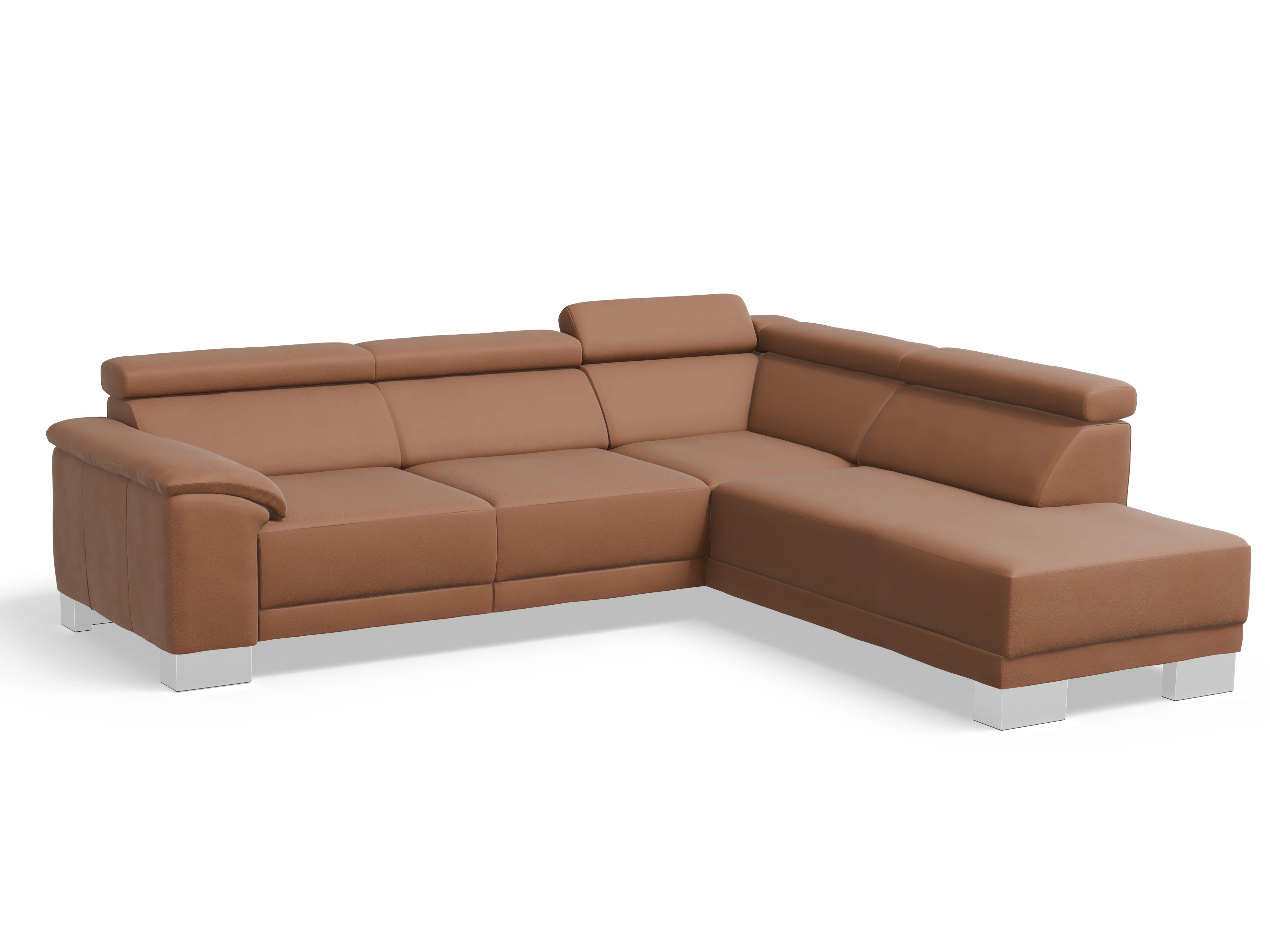 Ansicht des Produktes Antonio Ecksofa rechts Abschluss offen in Leder Braun