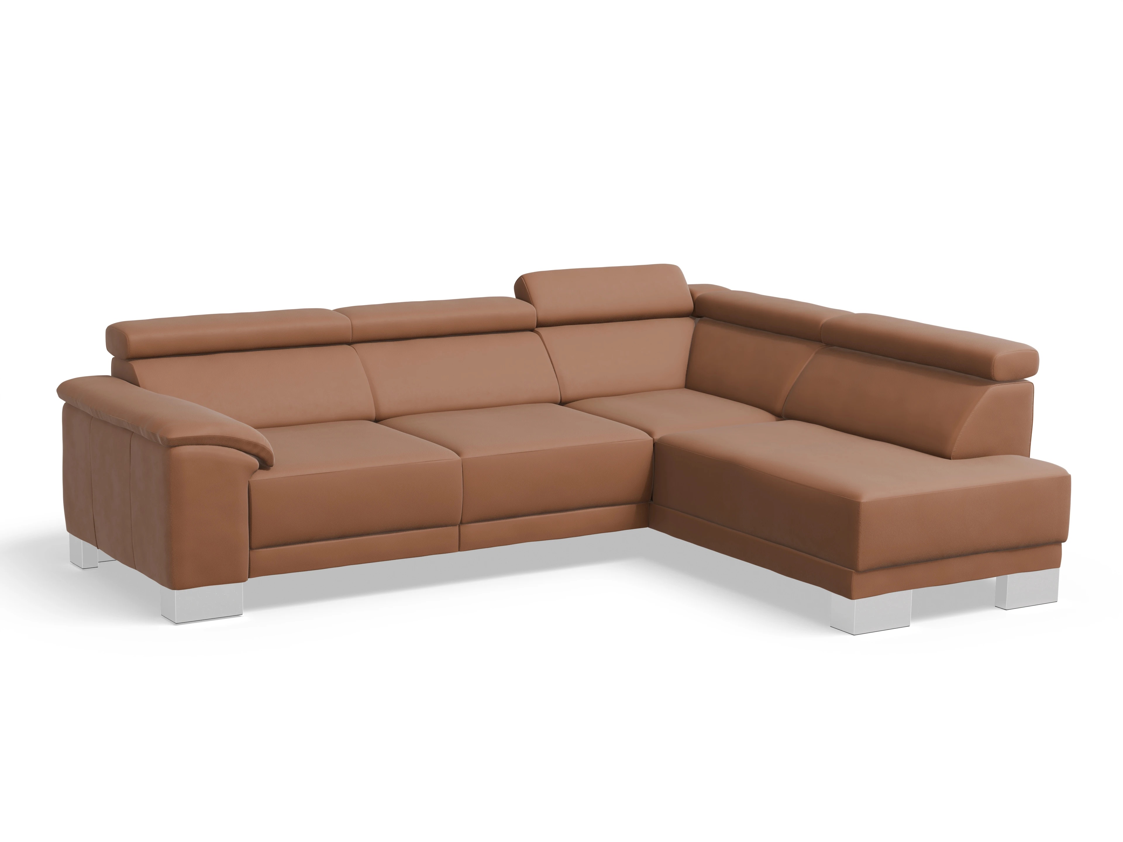 Ansicht des Produktes Antonio Ecksofa rechts Abschluss offen in Leder Braun