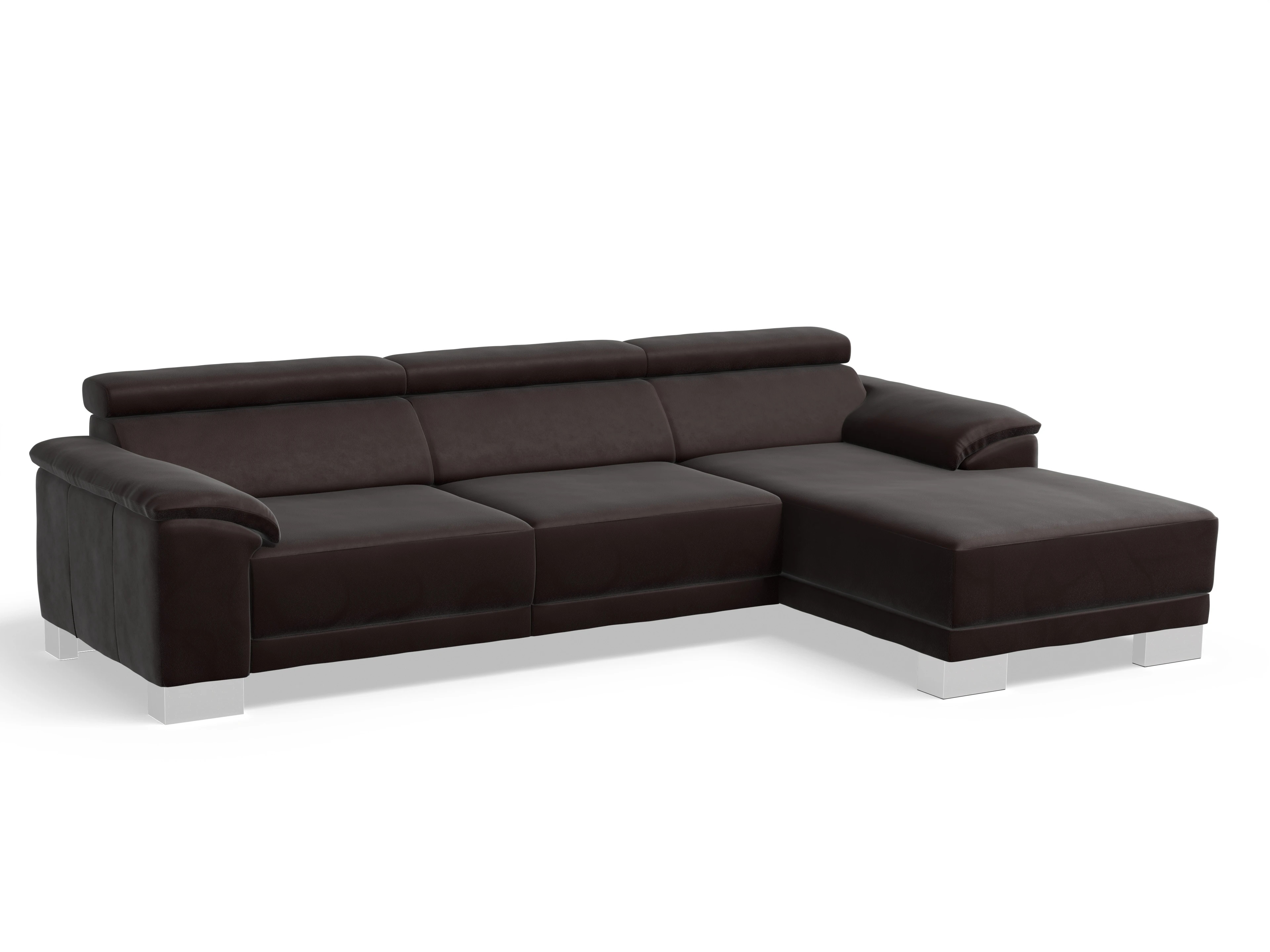 Antonio Ecksofa LO Large R Ansicht des Produktes Antonio Ecksofa rechts Abschluss offen in Leder Braun