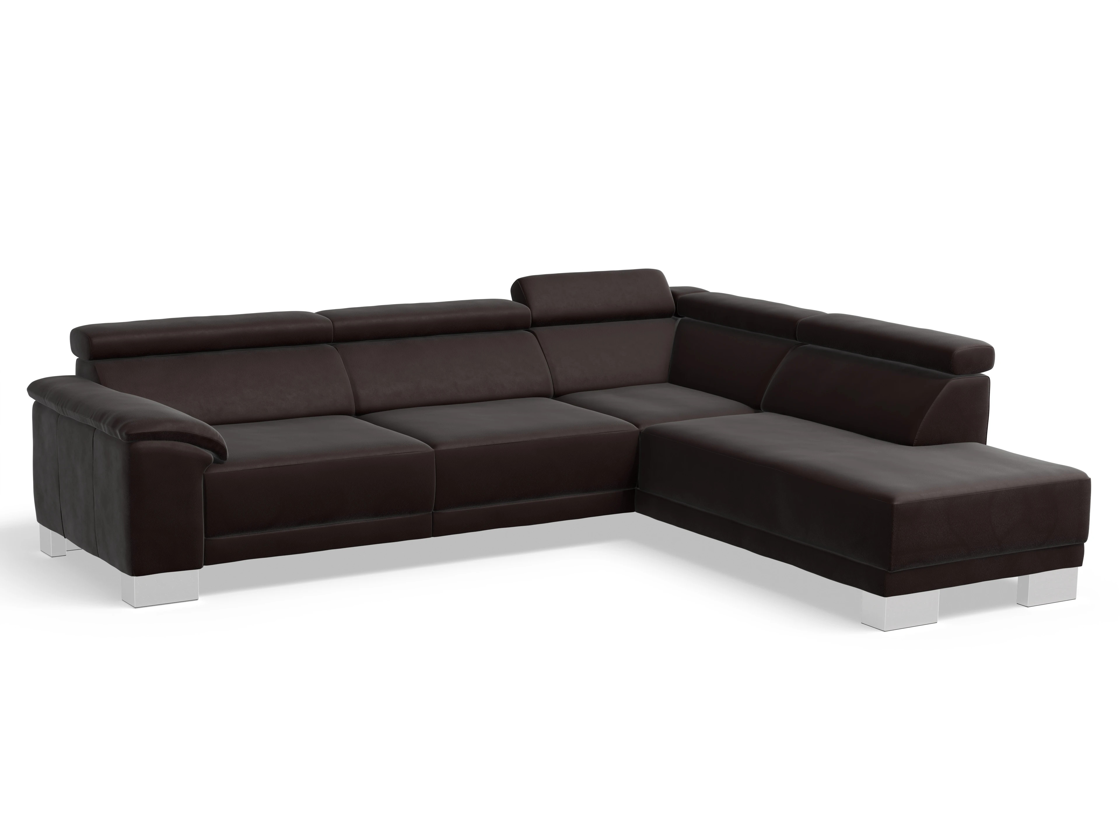 Ansicht des Produktes Antonio Ecksofa rechts Abschluss offen in Leder Braun