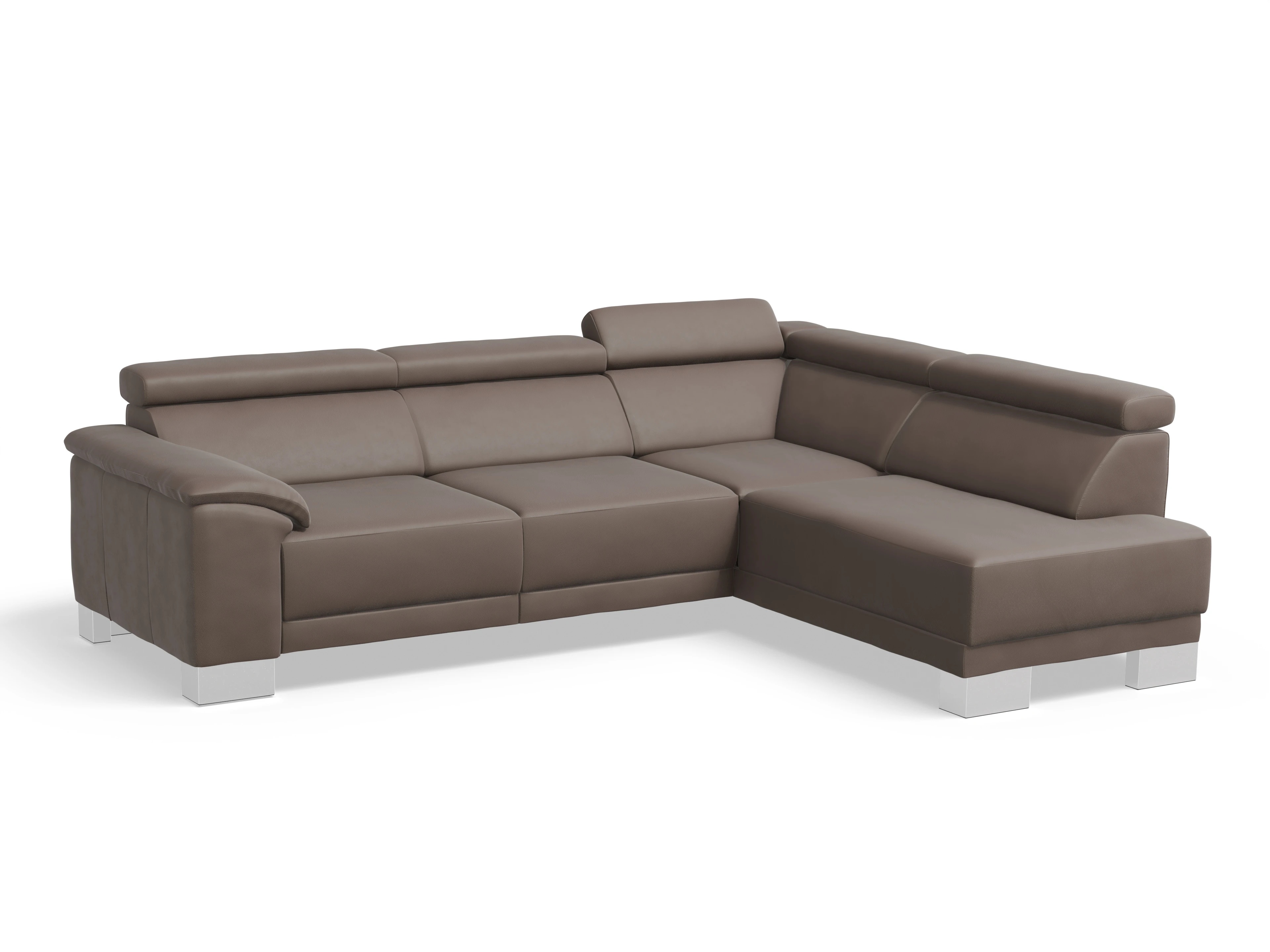Ansicht des Produktes Antonio Ecksofa rechts Abschluss offen in Leder Braun