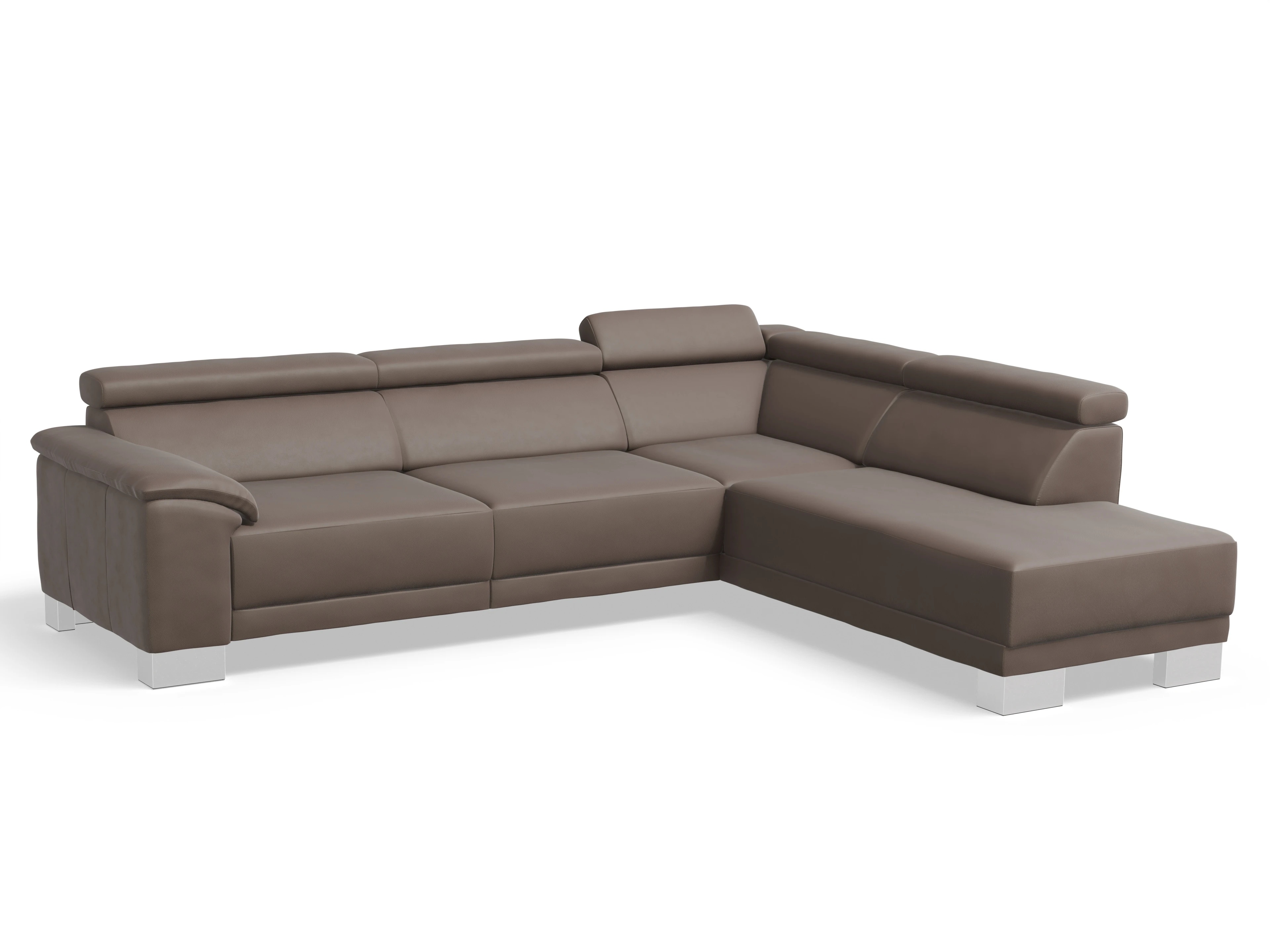 Antonio Ecksofa UM Large Plus R Ansicht des Produktes Antonio Ecksofa rechts Abschluss offen in Leder Braun