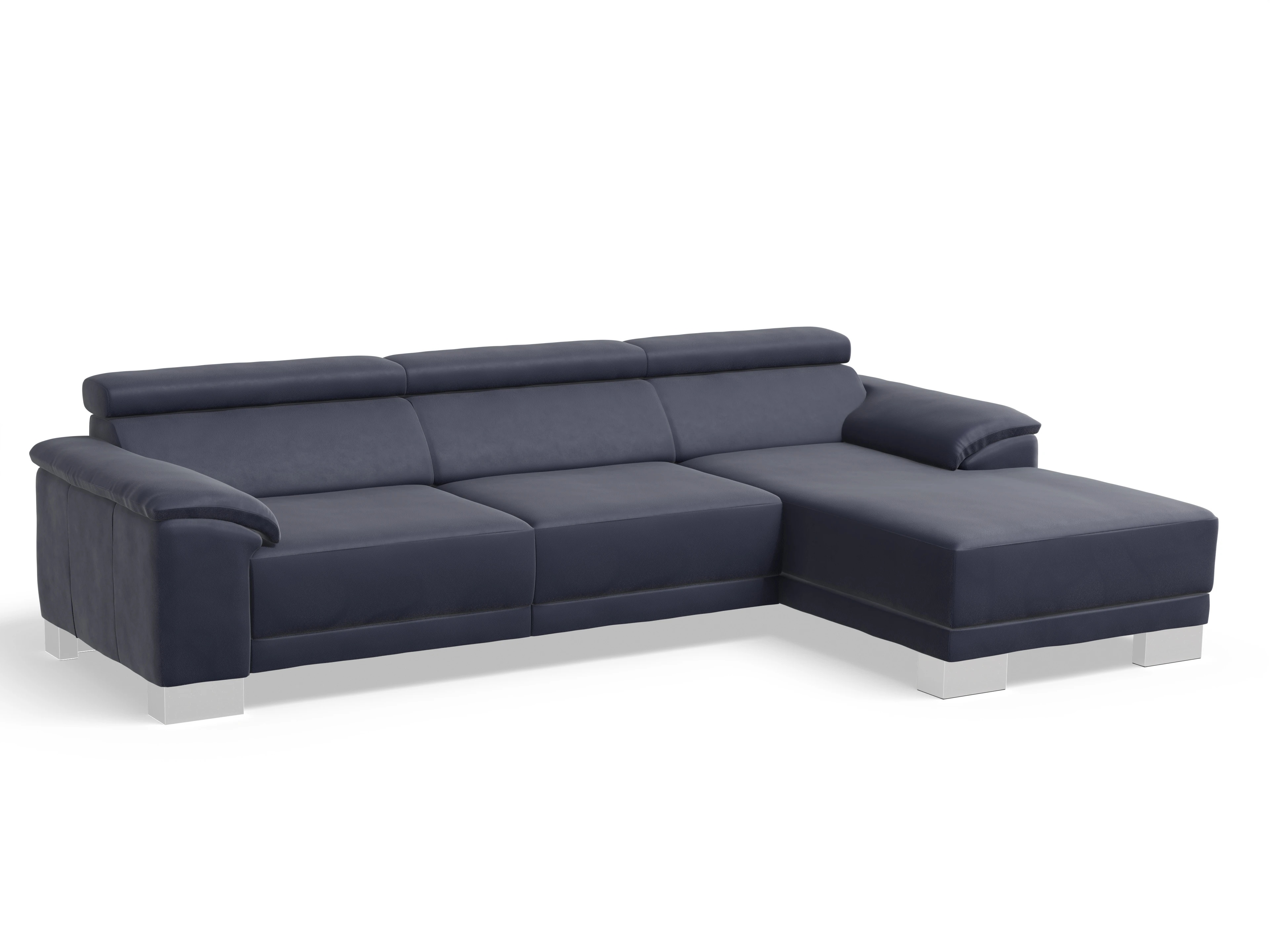 Ansicht des Produktes Antonio Ecksofa rechts Abschluss offen in Leder Blau