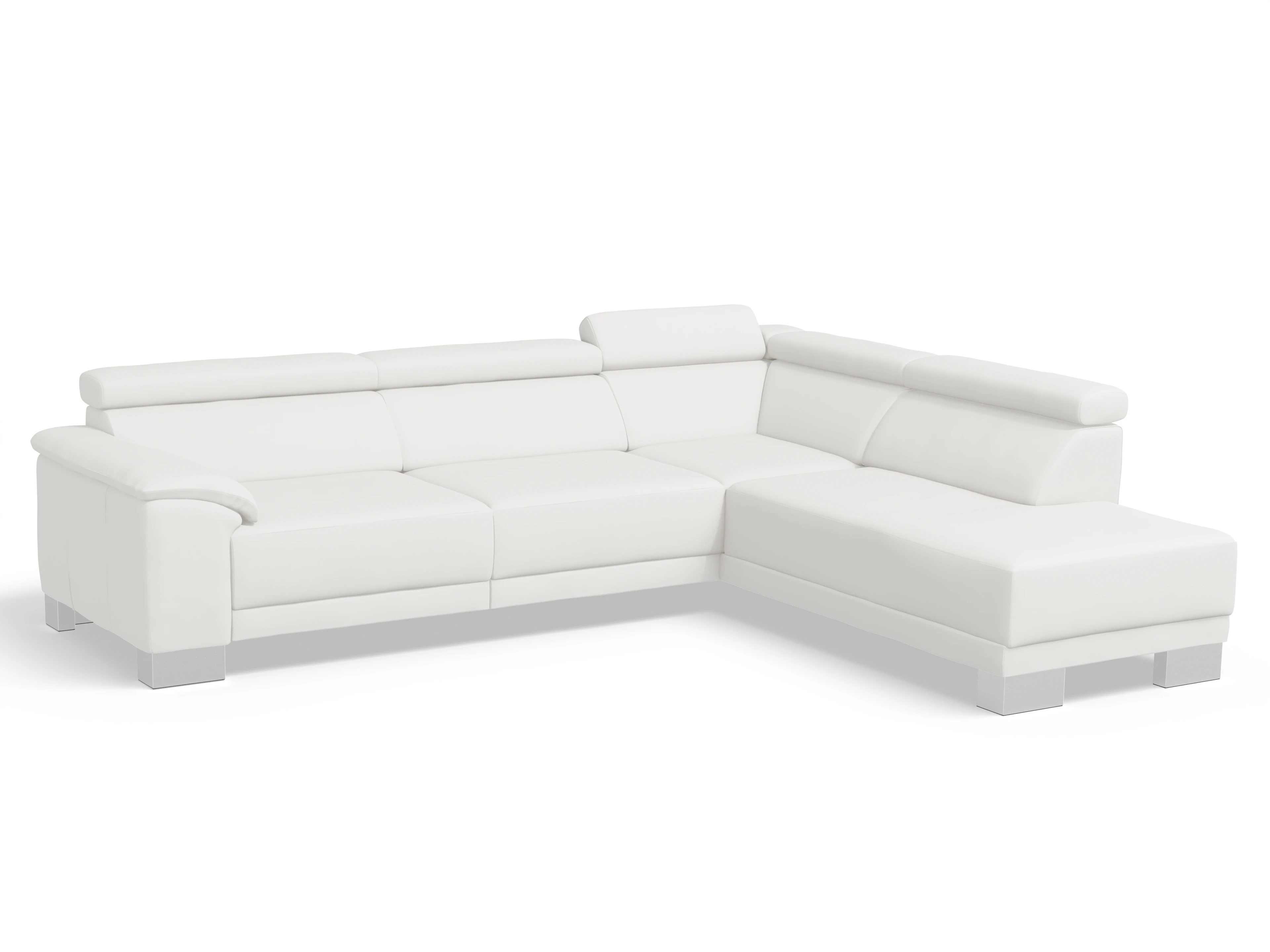 Antonio Ecksofa UM Large Plus R Ansicht des Produktes Antonio Ecksofa rechts Abschluss offen in Leder Weiss