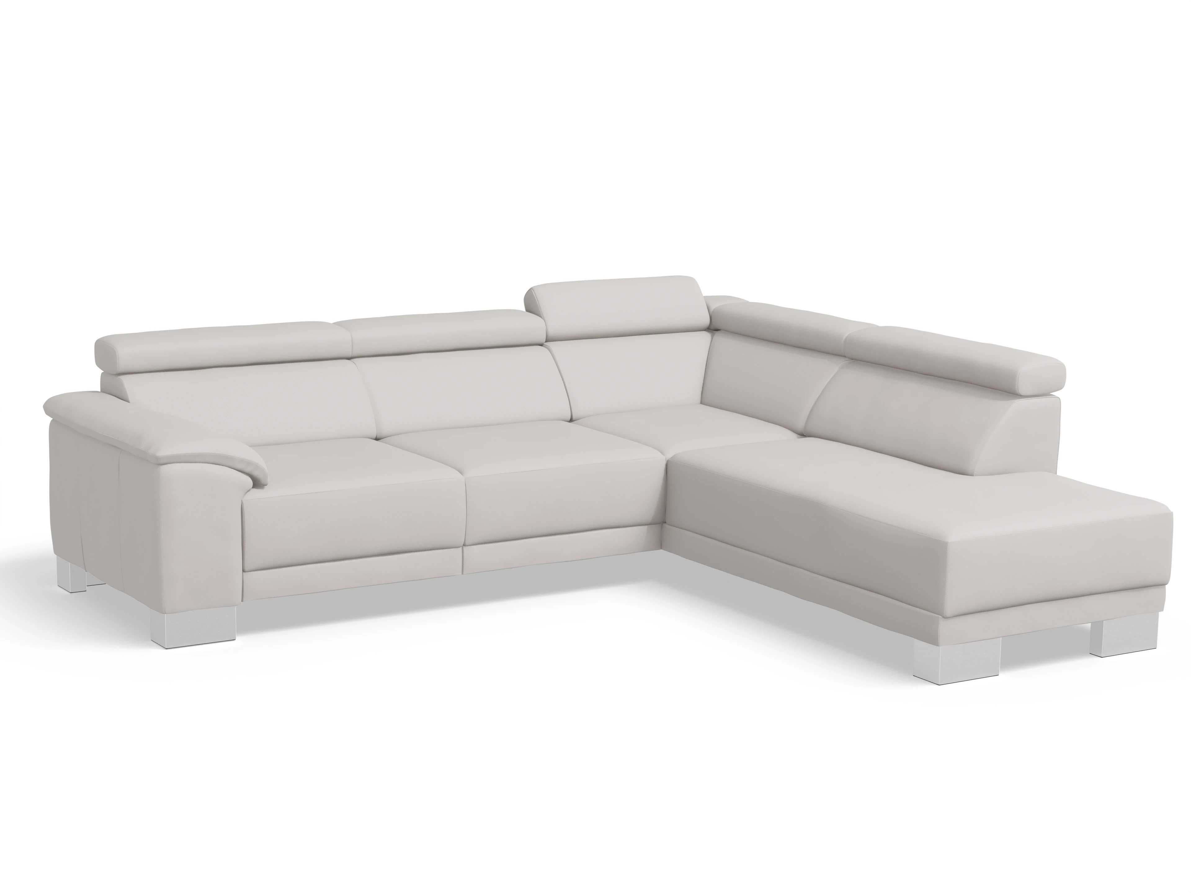 Antonio Ecksofa UM Medium Plus R Ansicht des Produktes Antonio Ecksofa rechts Abschluss offen in Leder Grau