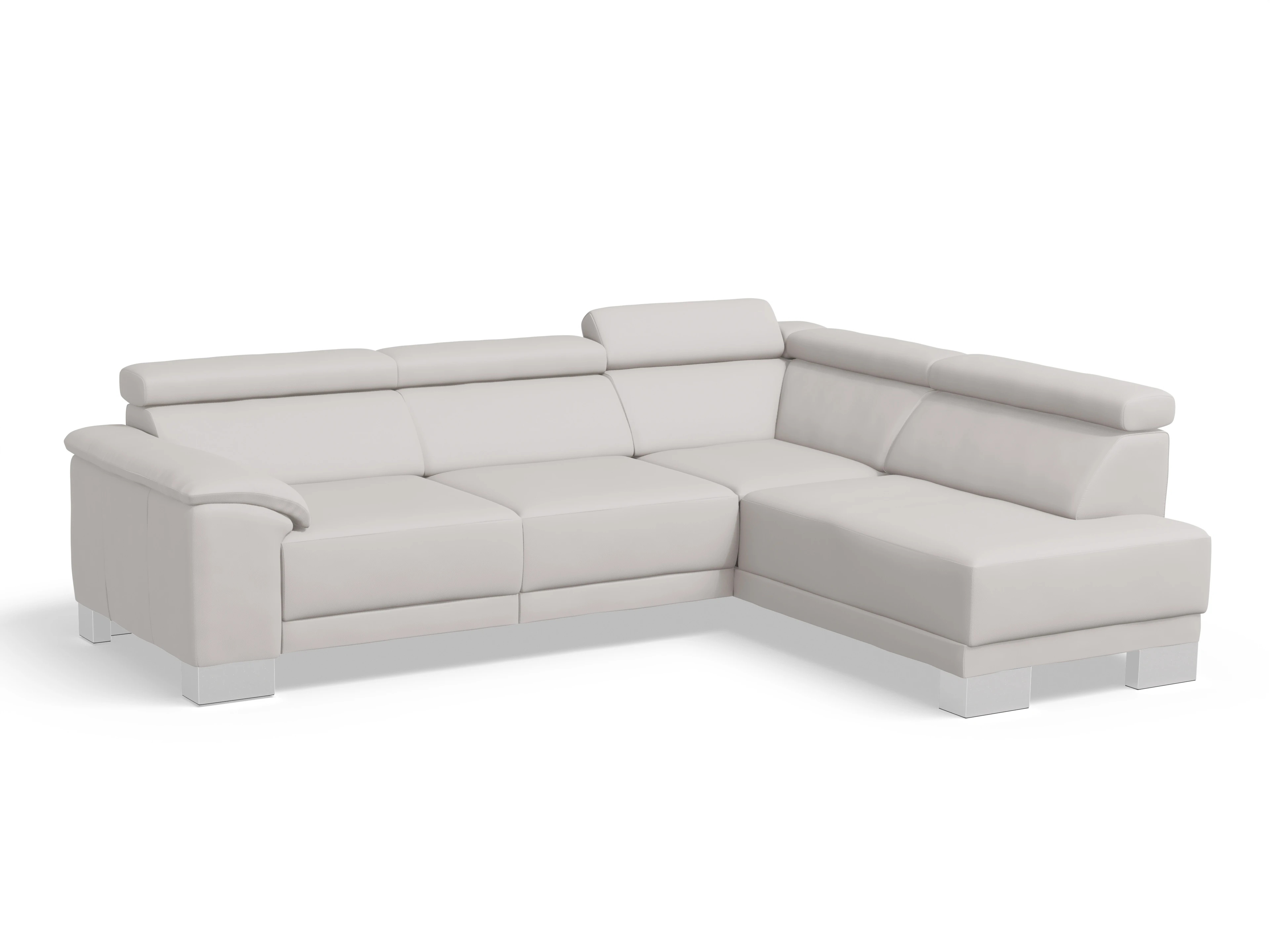 Antonio Ecksofa UM Medium R Ansicht des Produktes Antonio Ecksofa rechts Abschluss offen in Leder Grau