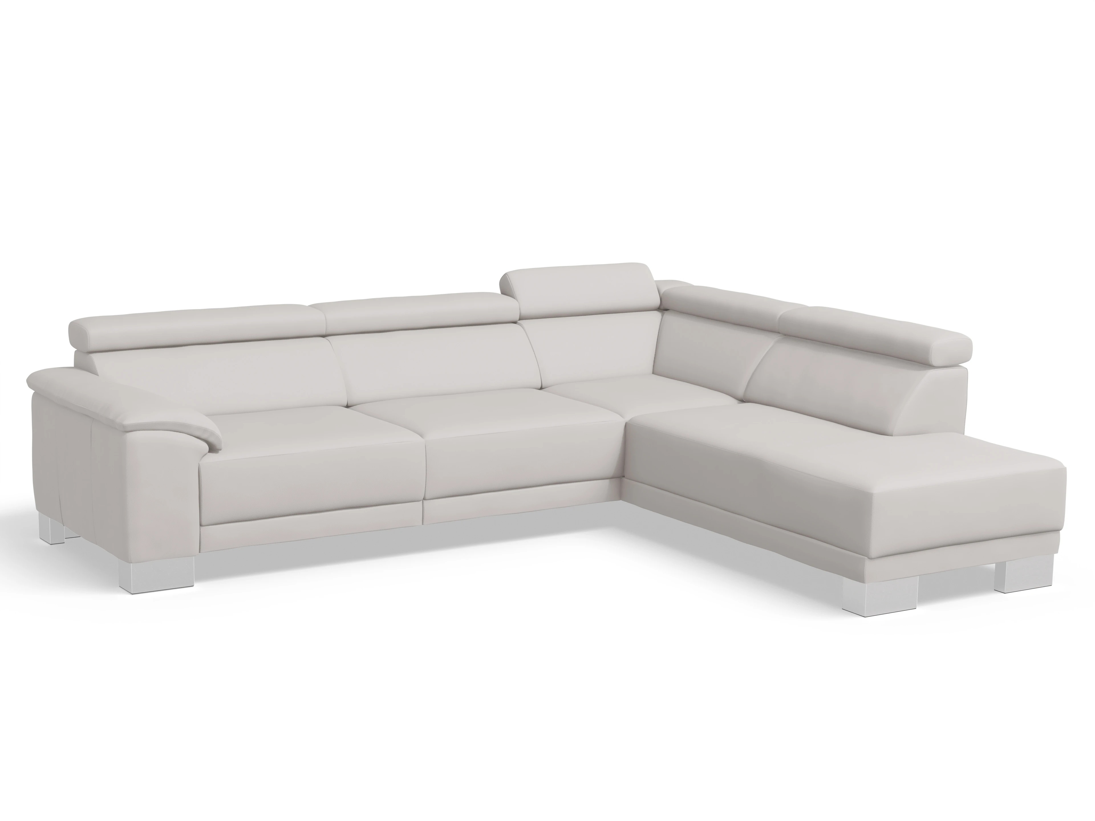 Antonio Ecksofa UM Large Plus R Ansicht des Produktes Antonio Ecksofa rechts Abschluss offen in Leder Grau