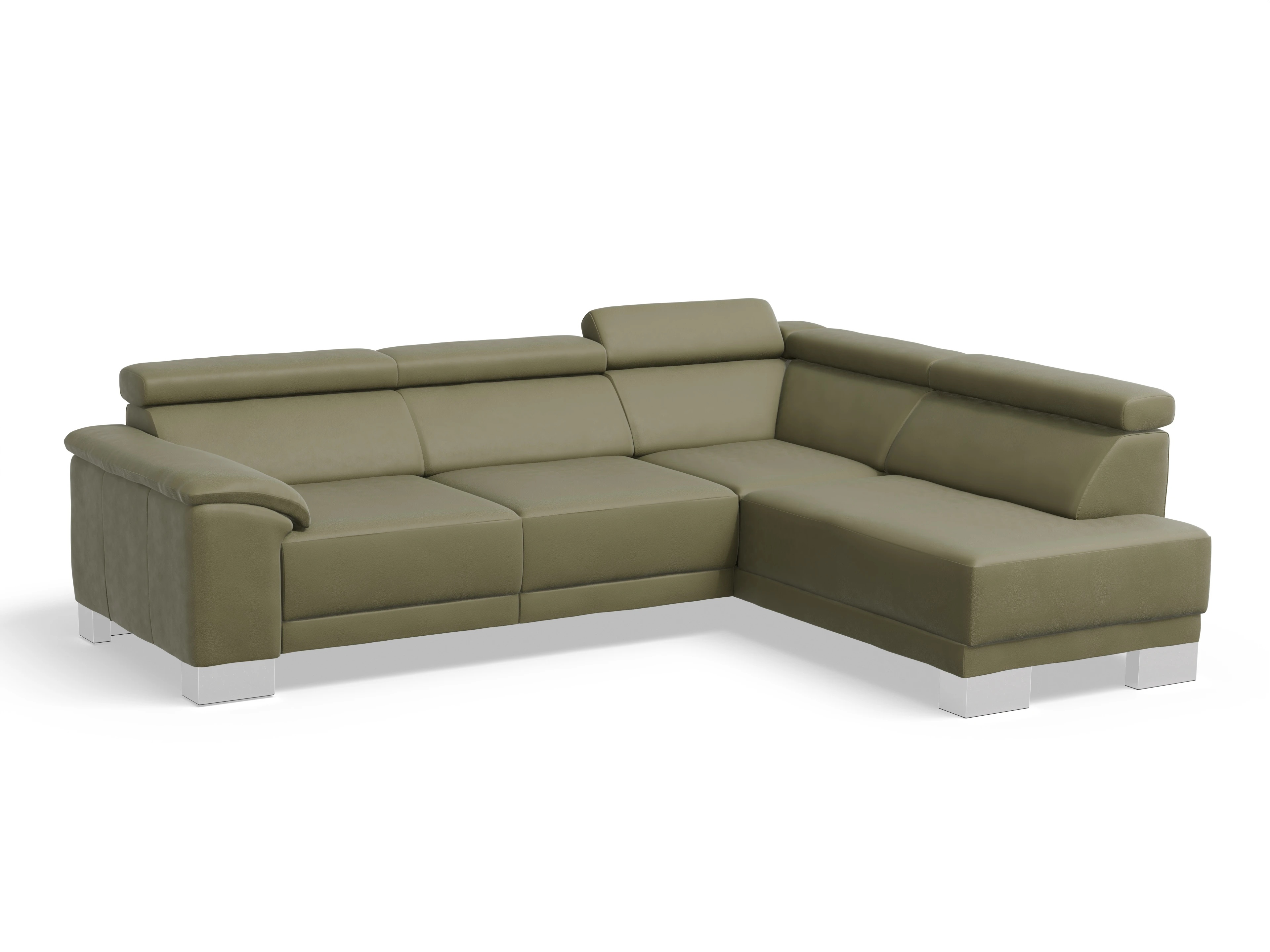 Antonio Ecksofa UM Medium R Ansicht des Produktes Antonio Ecksofa rechts Abschluss offen in Leder Braun