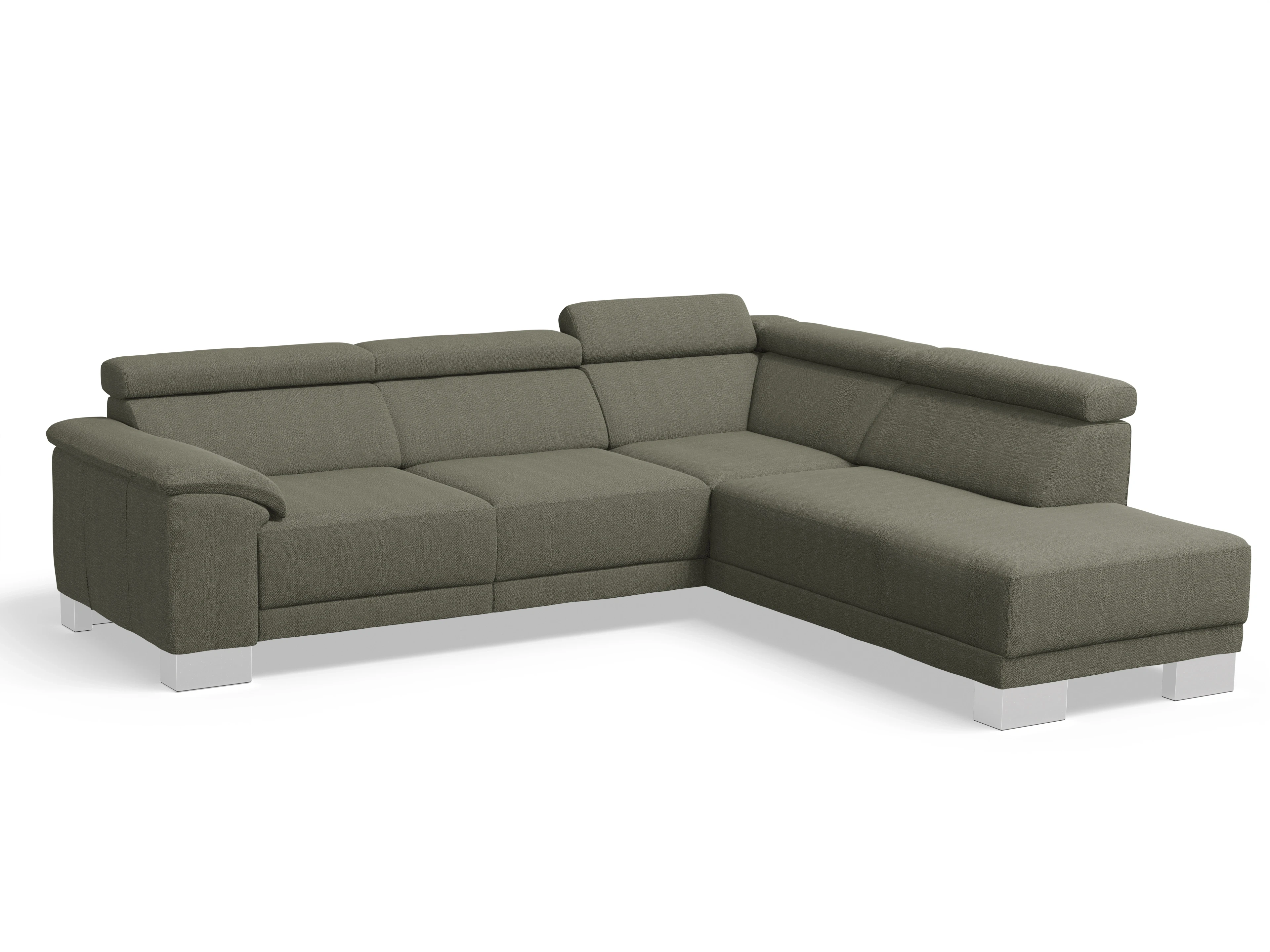 Antonio Ecksofa UM Medium Plus R Ansicht des Produktes Antonio Ecksofa rechts Abschluss offen in Stoff Grau