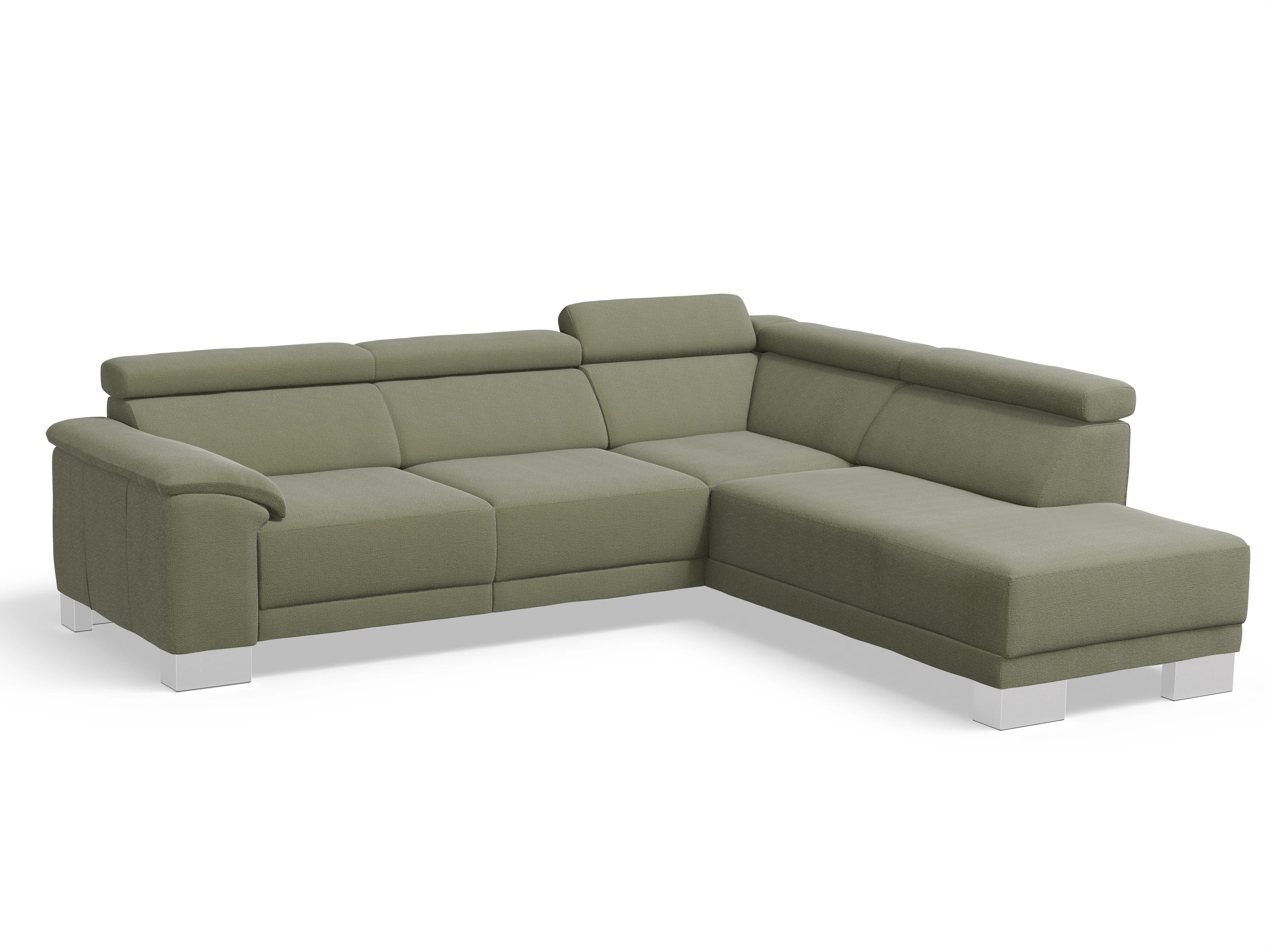 Ansicht des Produktes Antonio Ecksofa rechts Abschluss offen in Stoff Grün