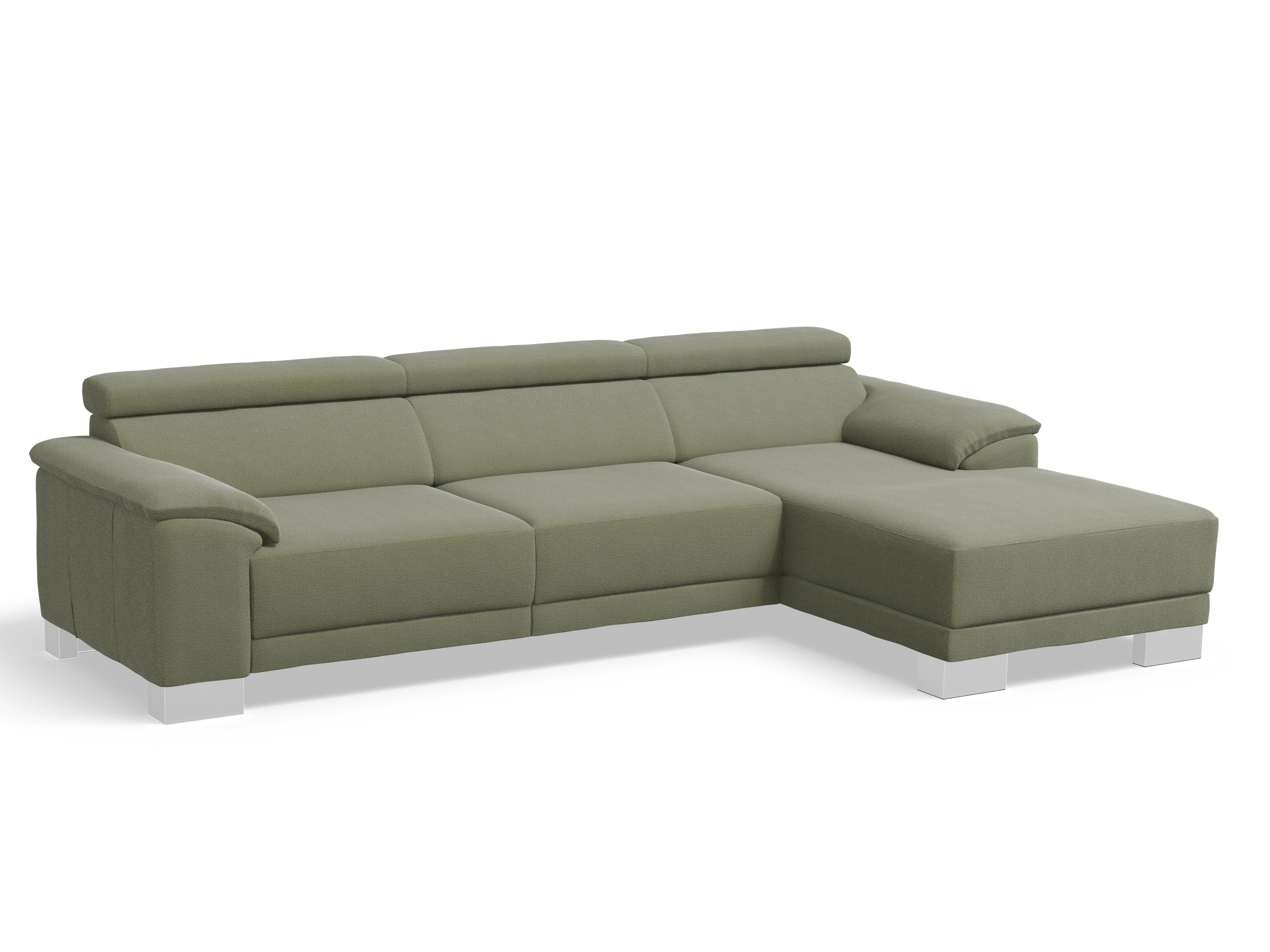 Ansicht des Produktes Antonio Ecksofa rechts Abschluss offen in Stoff Grün