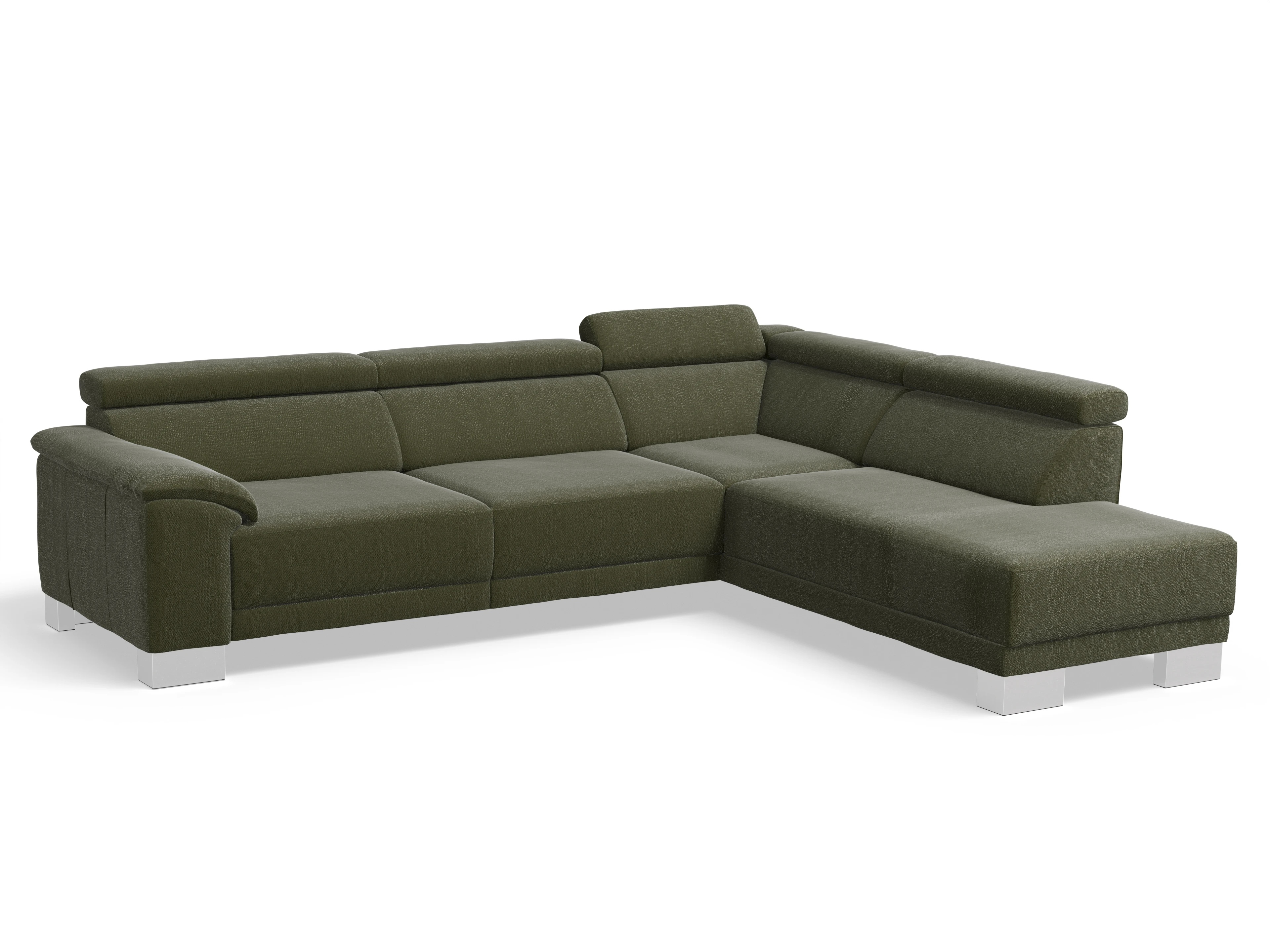 Ansicht des Produktes Antonio Ecksofa rechts Abschluss offen in Stoff Grün
