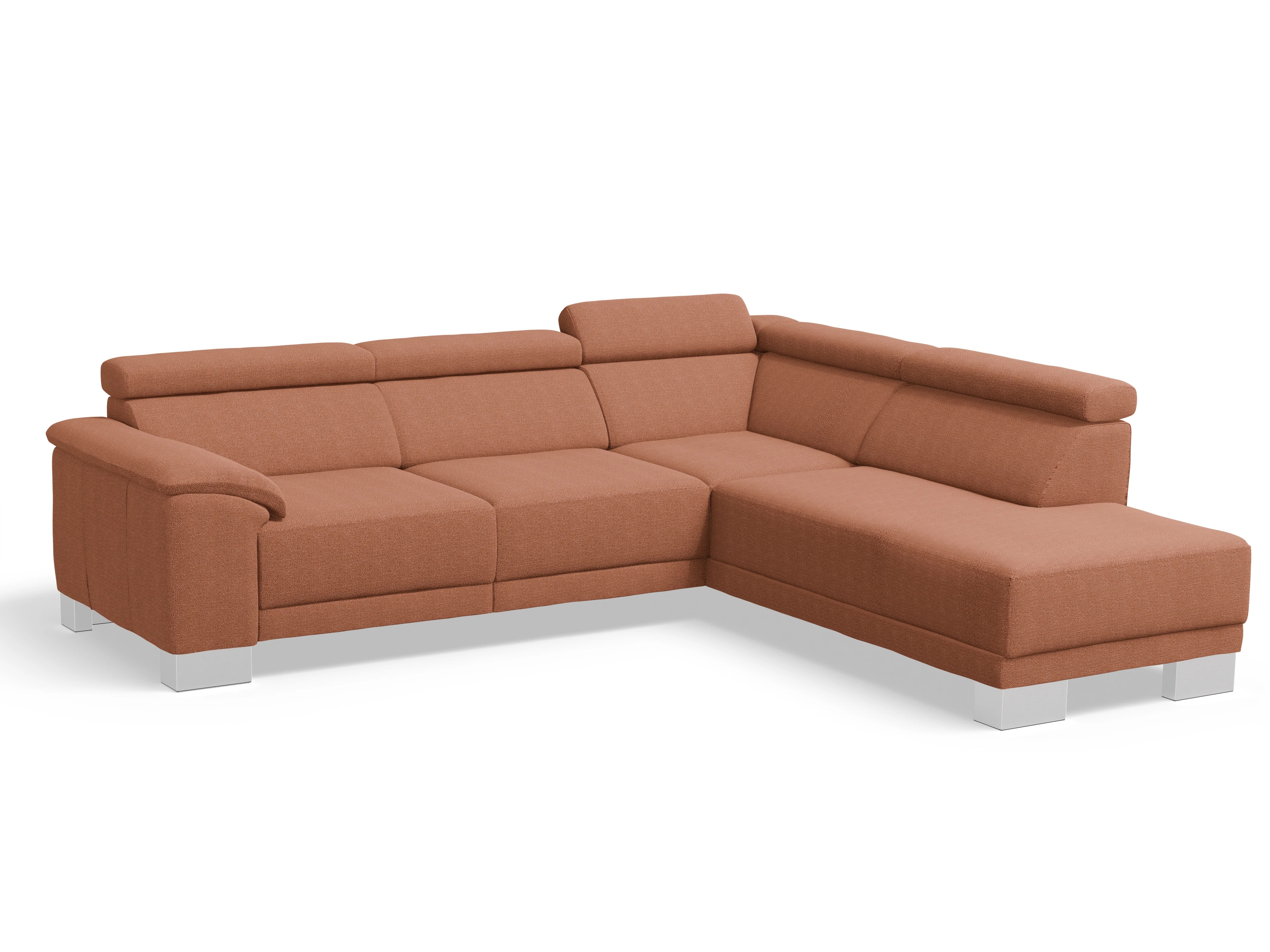 Antonio Ecksofa UM Medium Plus R Ansicht des Produktes Antonio Ecksofa rechts Abschluss offen in Stoff Orange