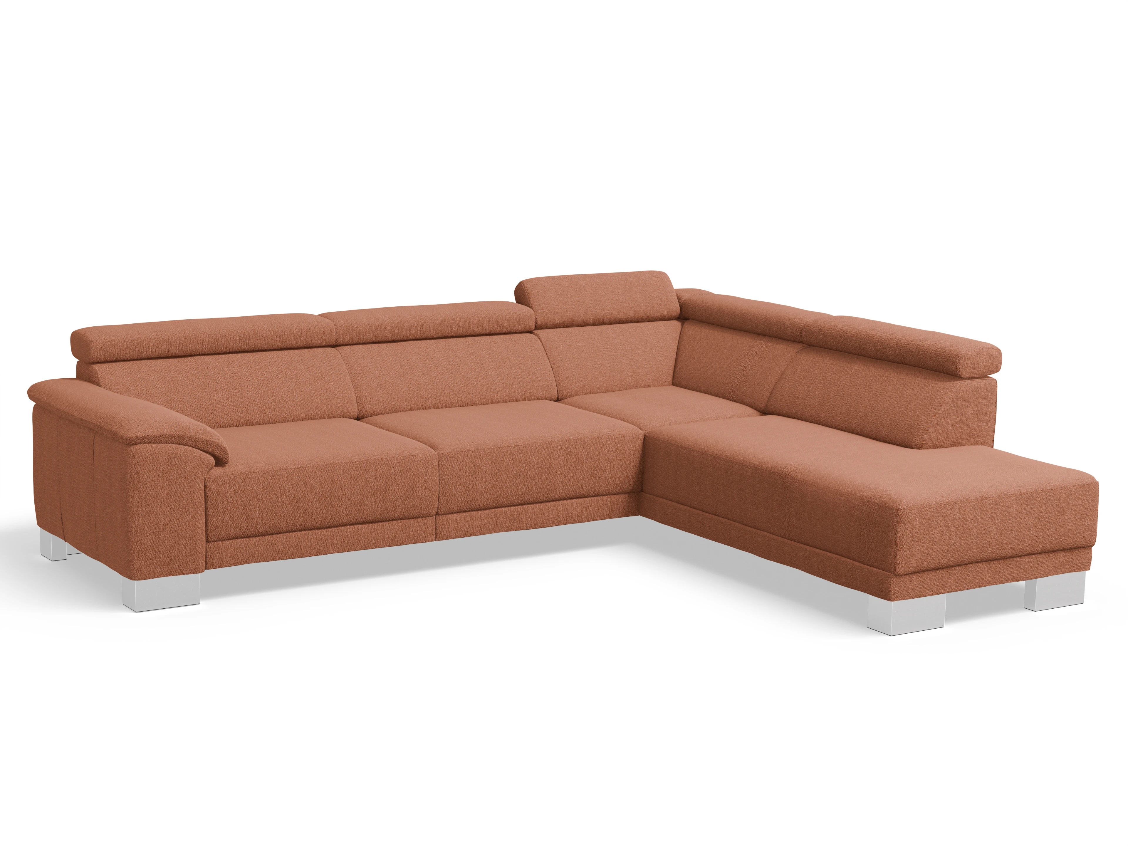 Ansicht des Produktes Antonio Ecksofa rechts Abschluss offen in Stoff Orange