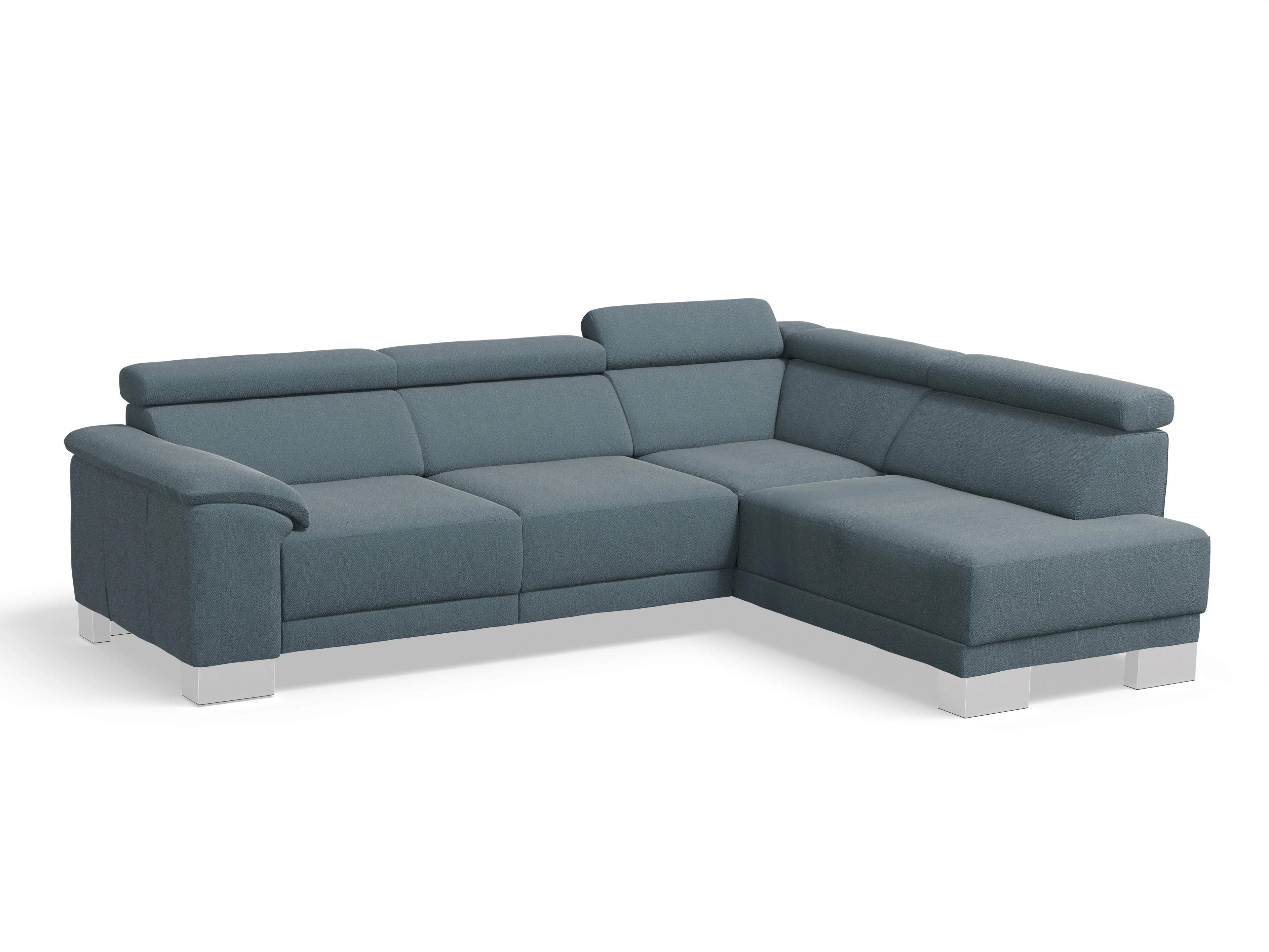 Ansicht des Produktes Antonio Ecksofa rechts Abschluss offen in Stoff Blau