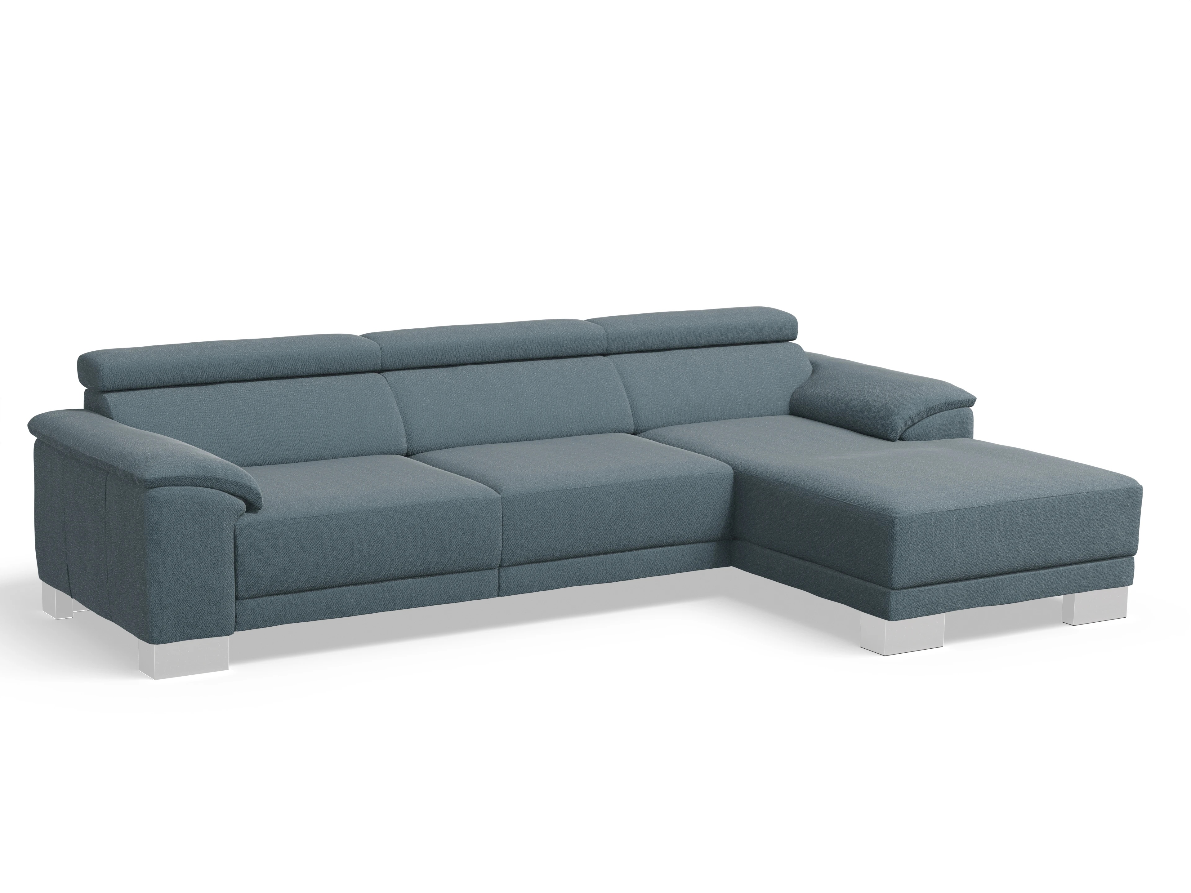 Ansicht des Produktes Antonio Ecksofa rechts Abschluss offen in Stoff Blau