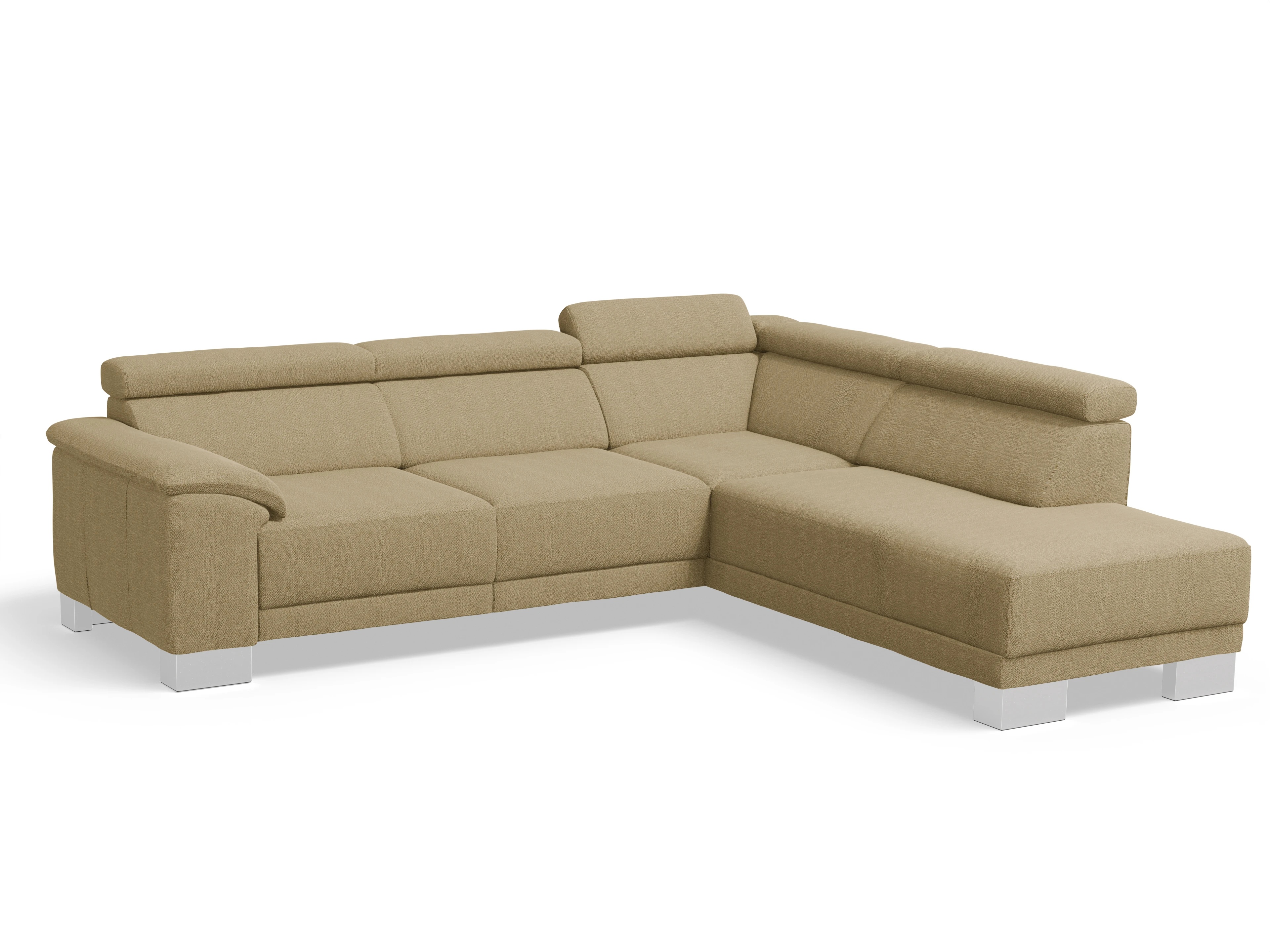 Antonio Ecksofa UM Medium Plus R Ansicht des Produktes Antonio Ecksofa rechts Abschluss offen in Stoff Beige