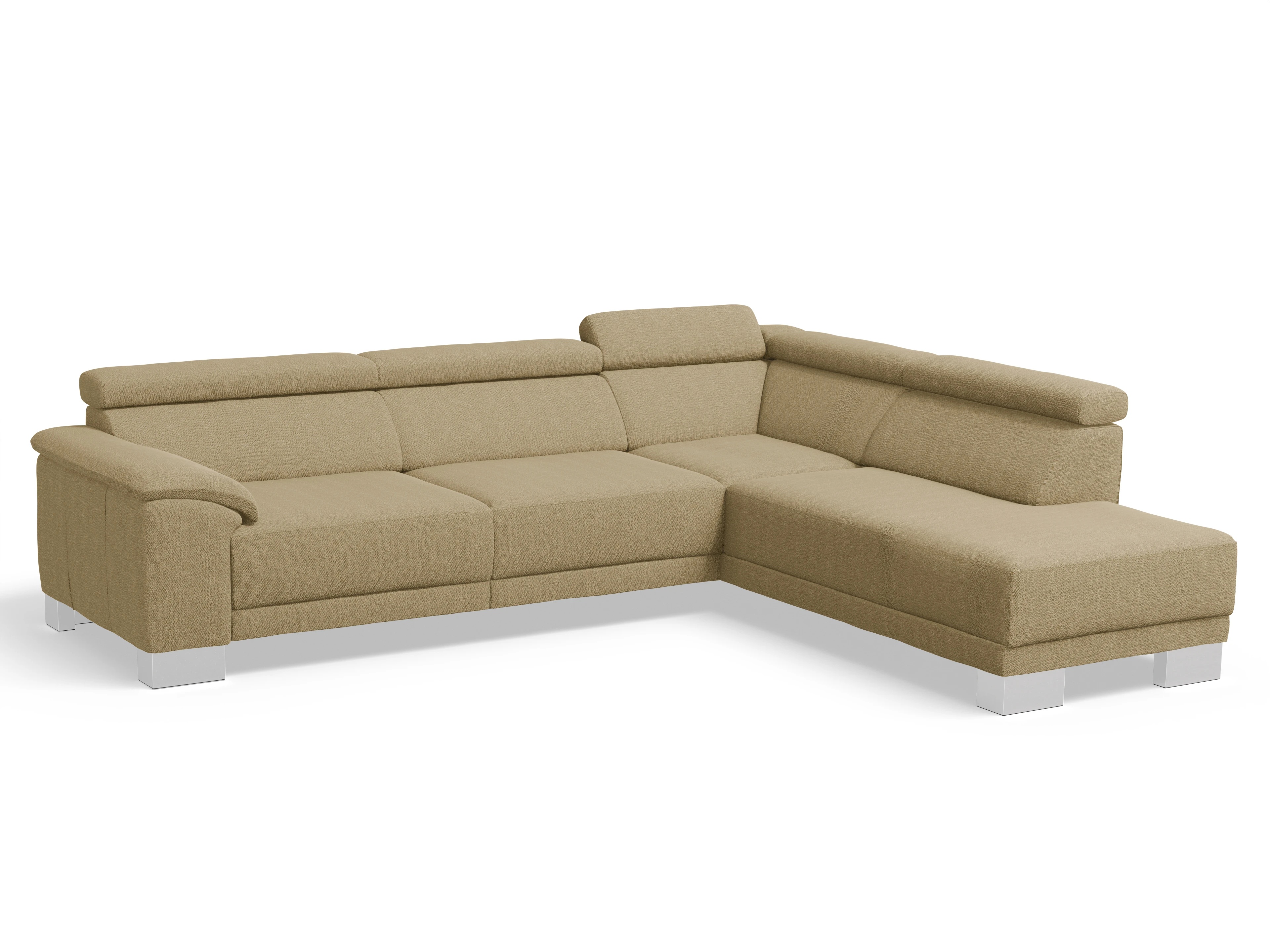 Antonio Ecksofa UM Large Plus R Ansicht des Produktes Antonio Ecksofa rechts Abschluss offen in Stoff Beige