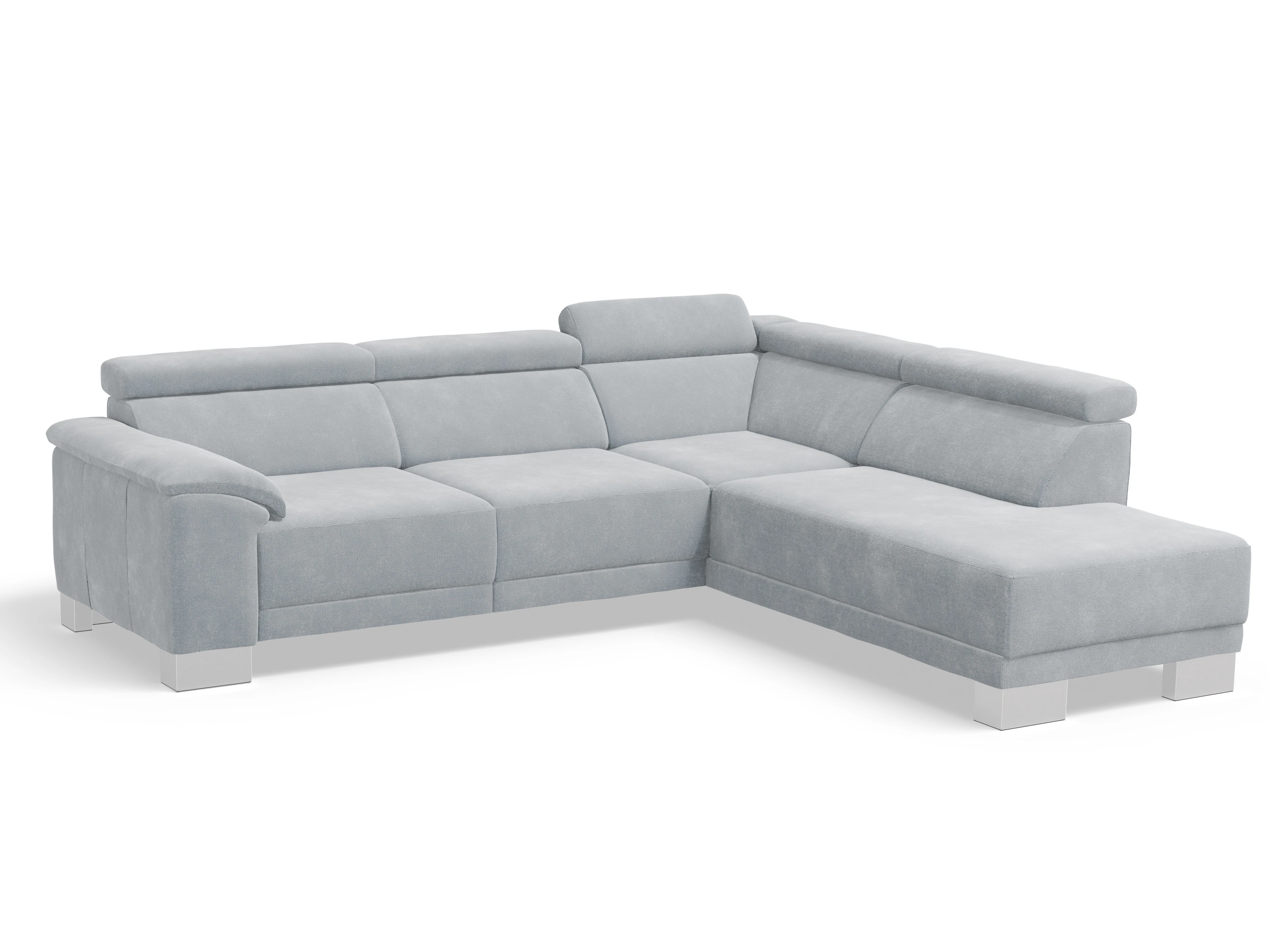 Antonio Ecksofa UM Medium Plus R Ansicht des Produktes Antonio Ecksofa rechts Abschluss offen in Stoff Blau