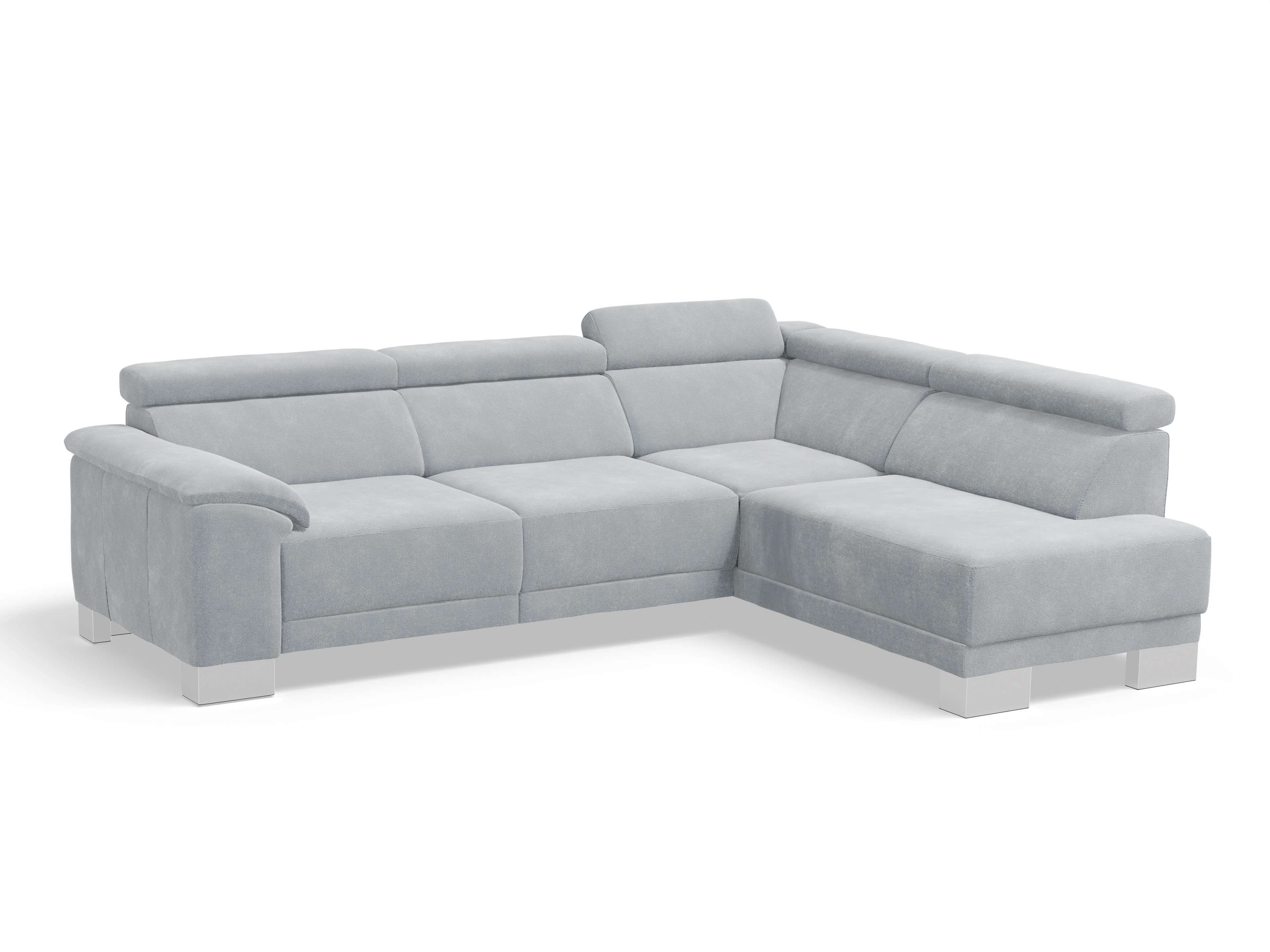 Antonio Ecksofa UM Medium R Ansicht des Produktes Antonio Ecksofa rechts Abschluss offen in Stoff Blau