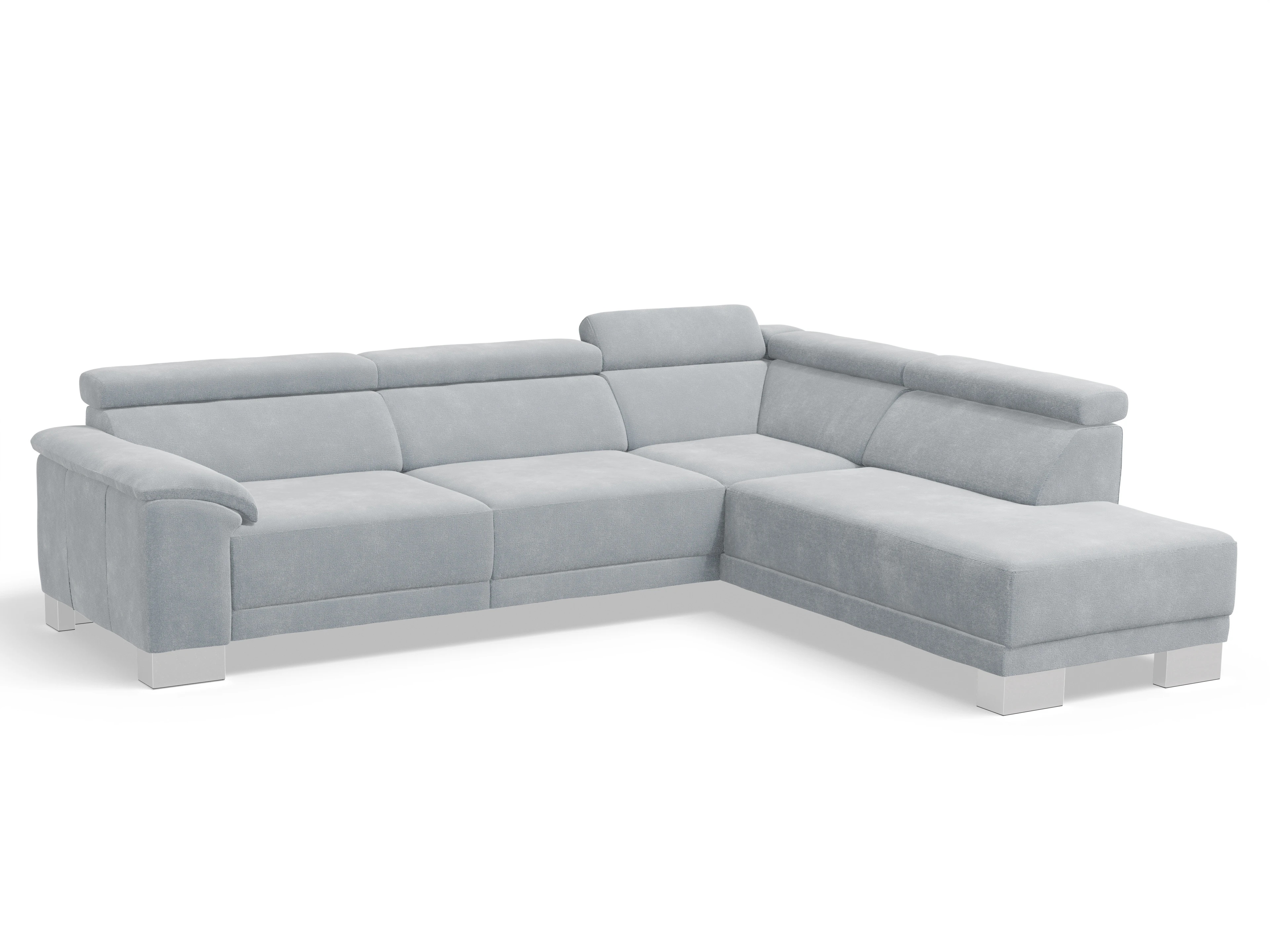 Ansicht des Produktes Antonio Ecksofa rechts Abschluss offen in Stoff Blau