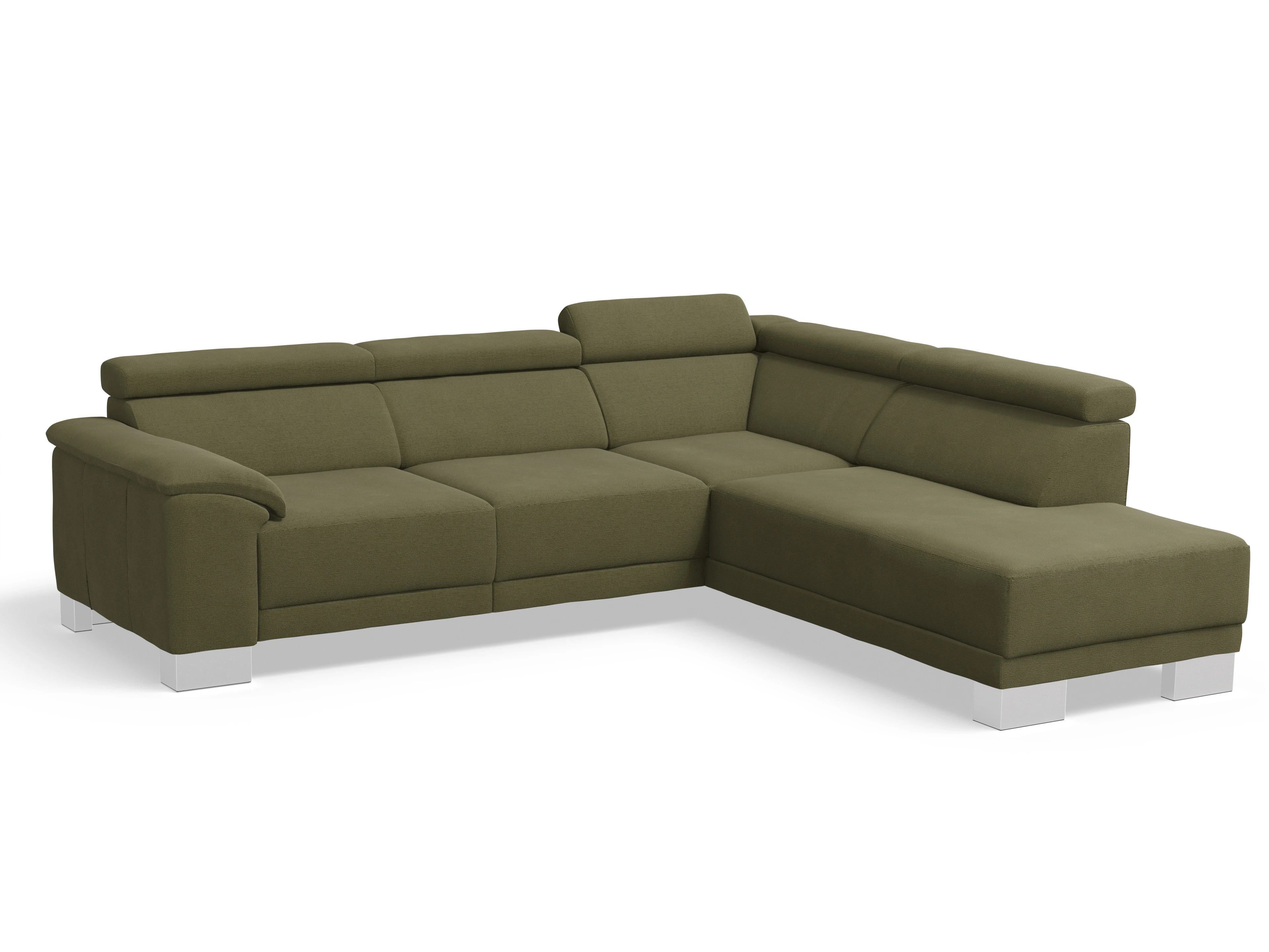 Antonio Ecksofa UM Medium Plus R Ansicht des Produktes Antonio Ecksofa rechts Abschluss offen in Stoff Grün