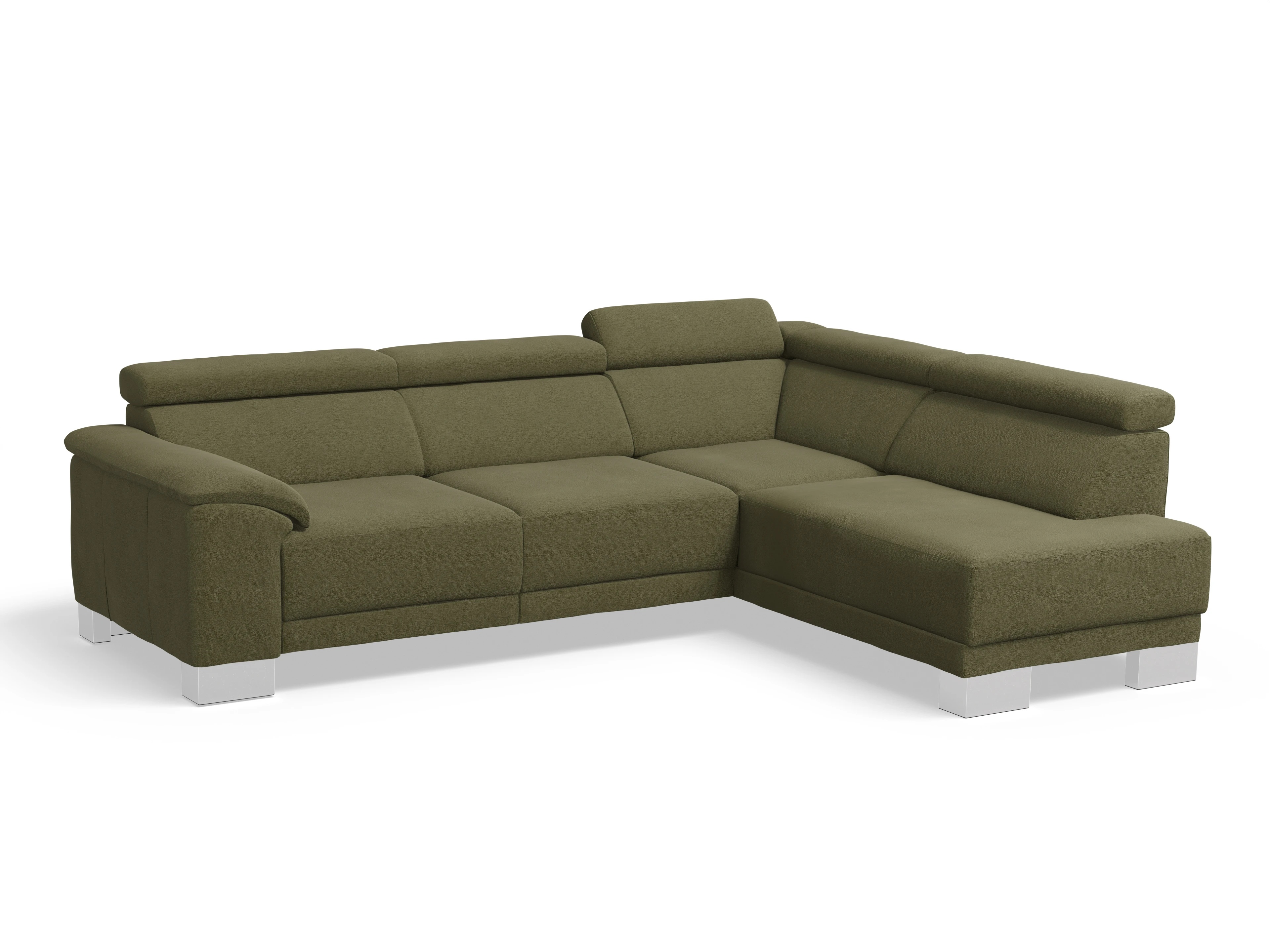 Antonio Ecksofa UM Medium R Ansicht des Produktes Antonio Ecksofa rechts Abschluss offen in Stoff Grün