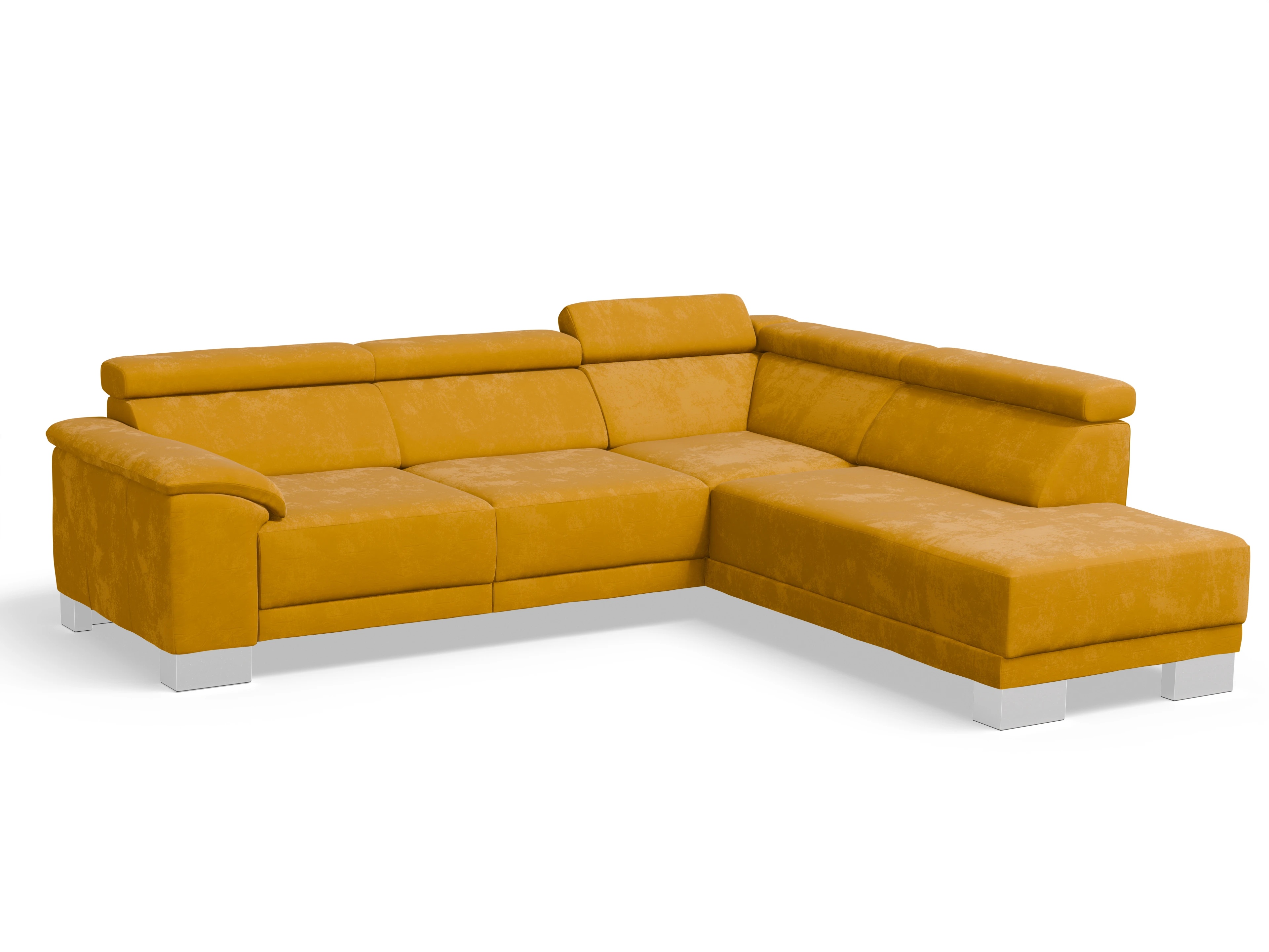 Antonio Ecksofa UM Medium Plus R Ansicht des Produktes Antonio Ecksofa rechts Abschluss offen in Stoff Orange