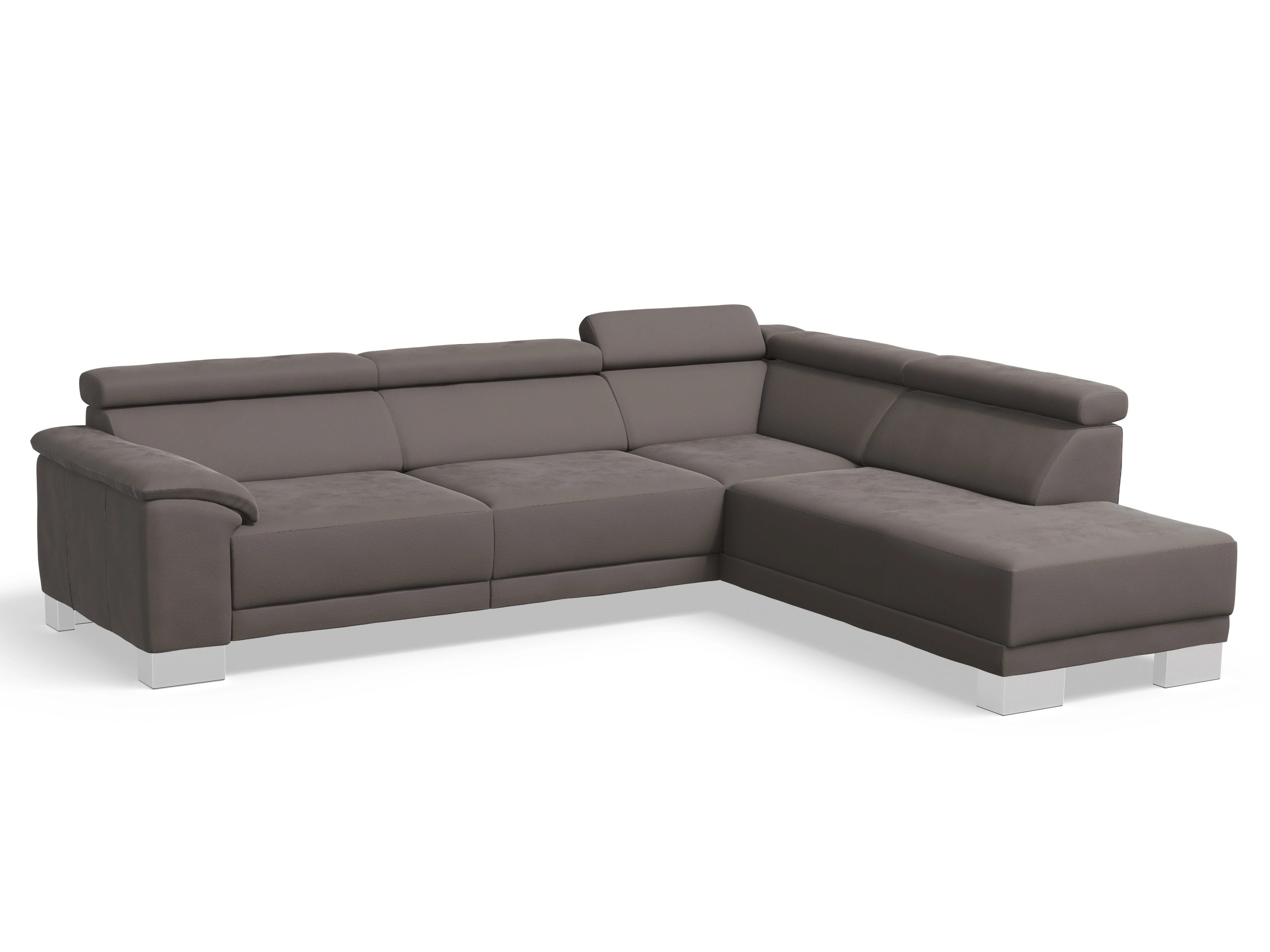 Antonio Ecksofa UM Large Plus R Ansicht des Produktes Antonio Ecksofa rechts Abschluss offen in Stoff Grau