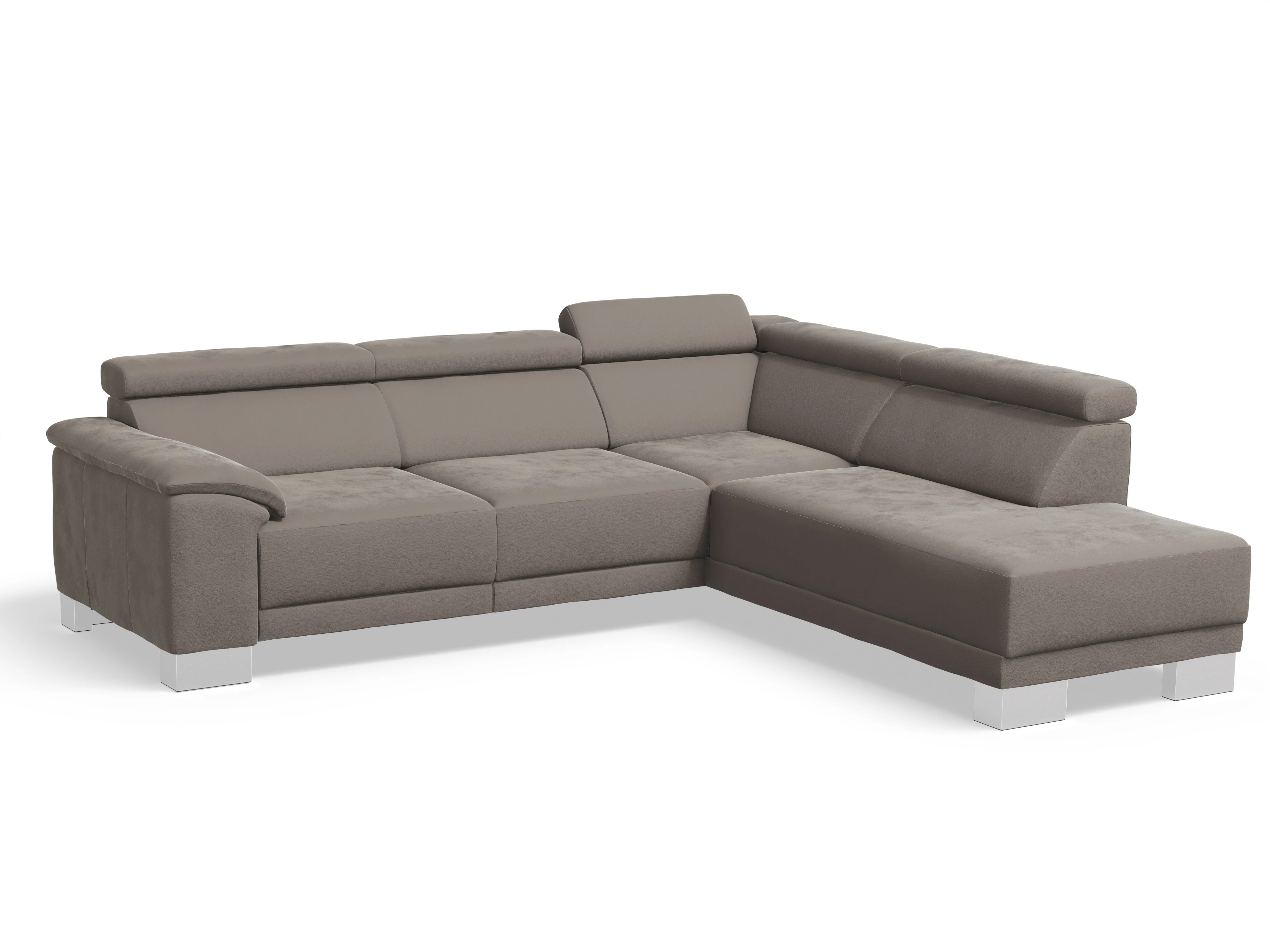 Antonio Ecksofa UM Medium Plus R Ansicht des Produktes Antonio Ecksofa rechts Abschluss offen in Stoff Braun