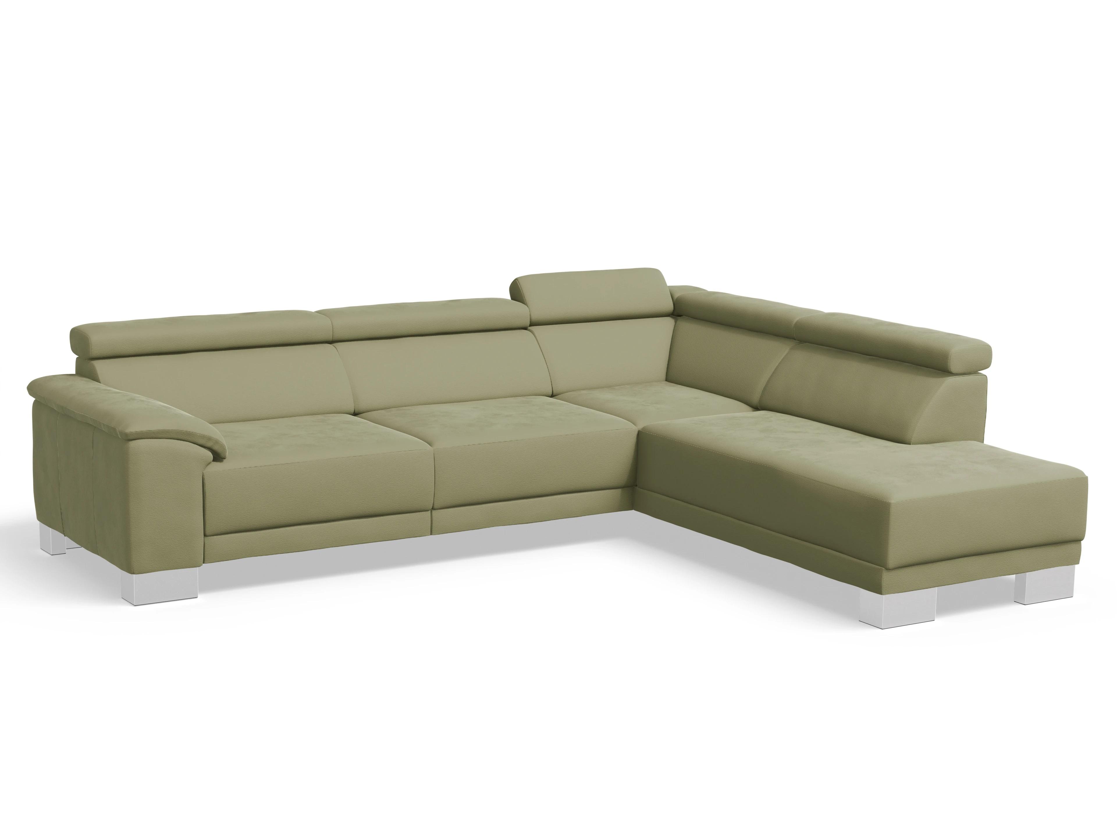 Ansicht des Produktes Antonio Ecksofa rechts Abschluss offen in Stoff Grün
