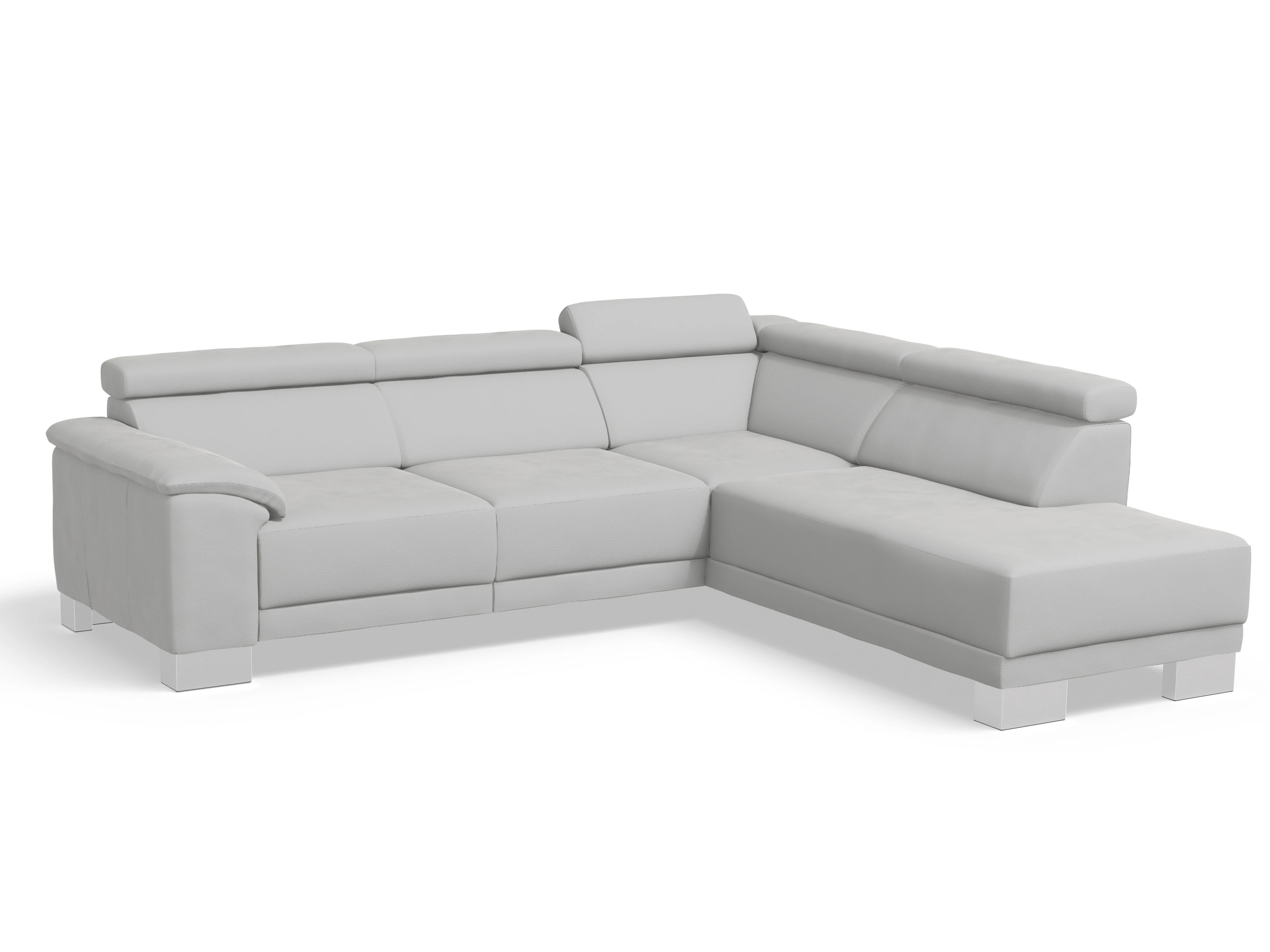 Antonio Ecksofa UM Medium Plus R Ansicht des Produktes Antonio Ecksofa rechts Abschluss offen in Stoff Grau