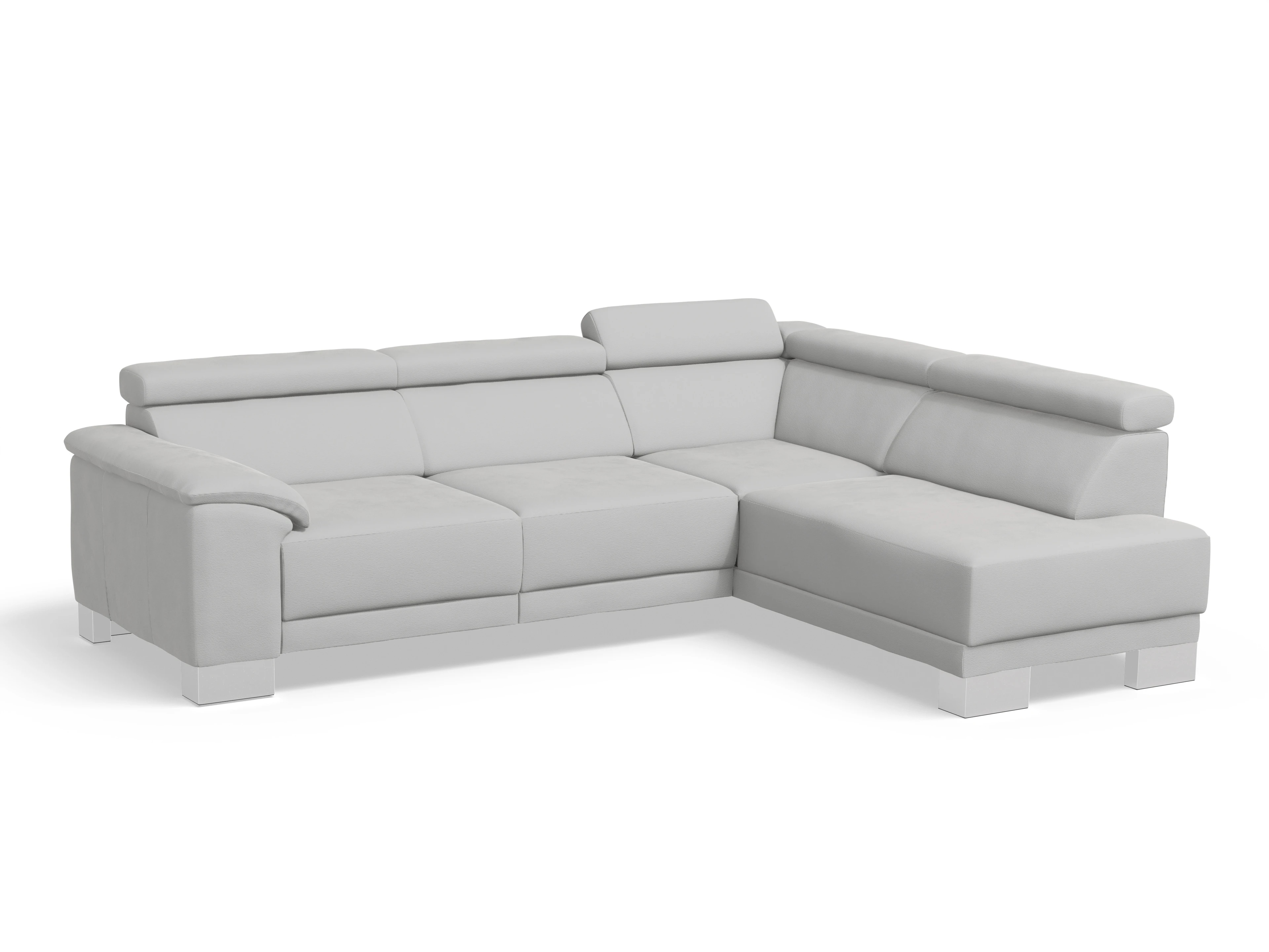 Antonio Ecksofa UM Medium R Ansicht des Produktes Antonio Ecksofa rechts Abschluss offen in Stoff Grau