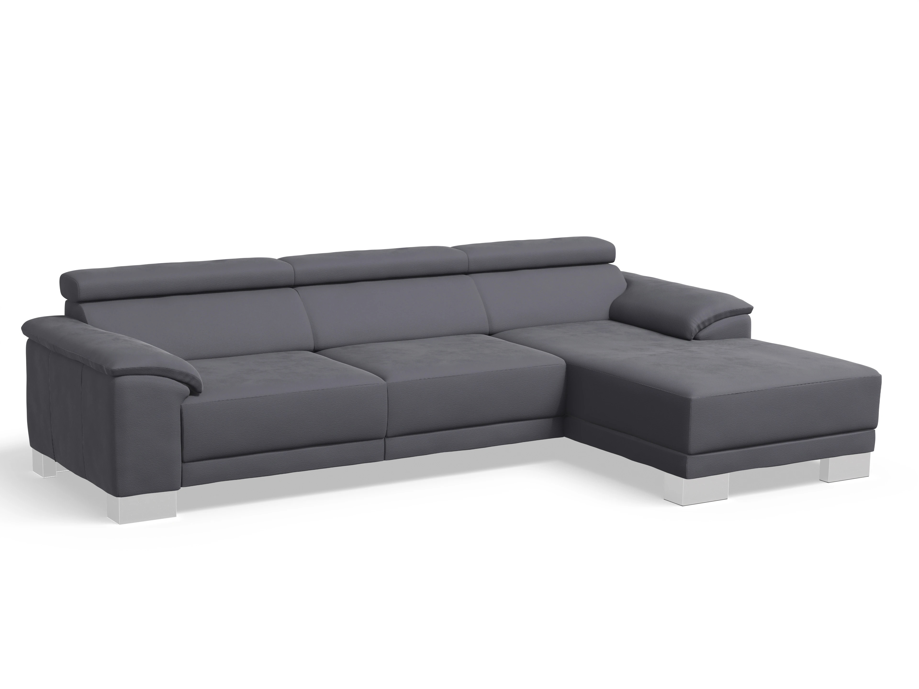 Antonio Ecksofa LO Large R Ansicht des Produktes Antonio Ecksofa rechts Abschluss offen in Stoff Grau