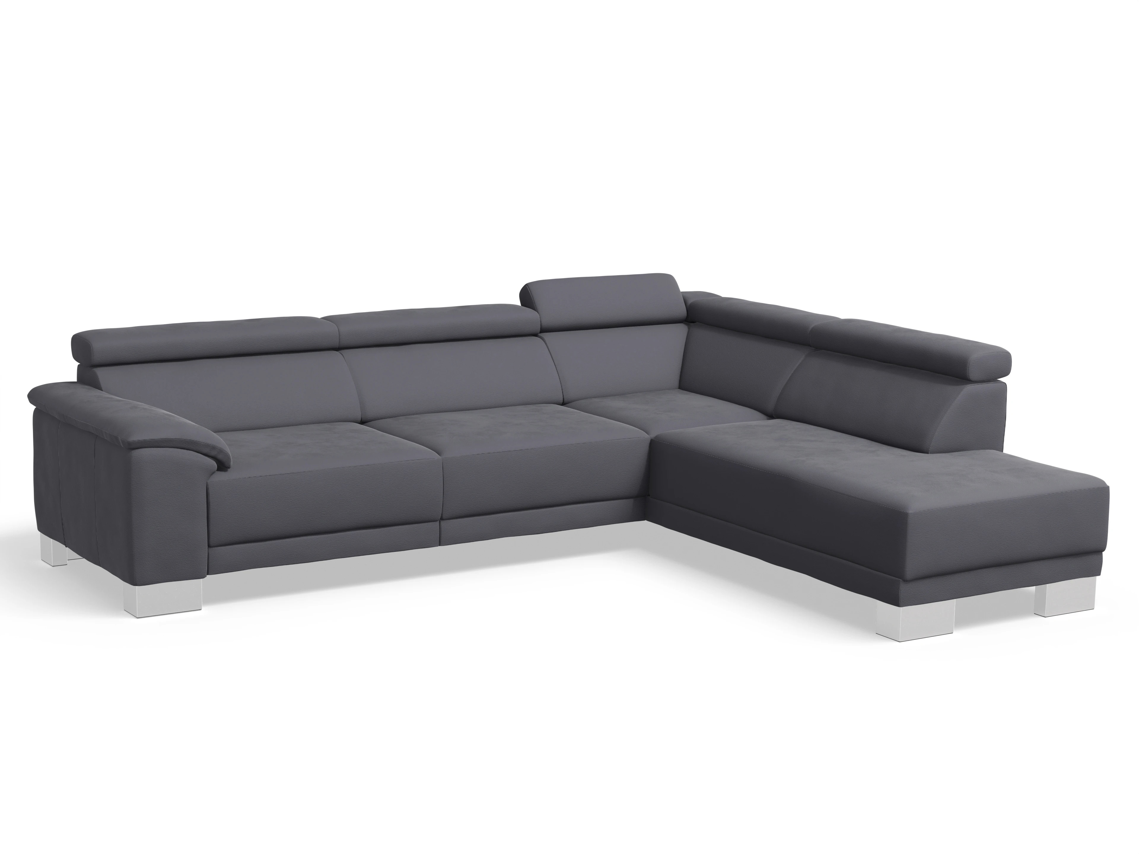 Antonio Ecksofa UM Large Plus R Ansicht des Produktes Antonio Ecksofa rechts Abschluss offen in Stoff Grau