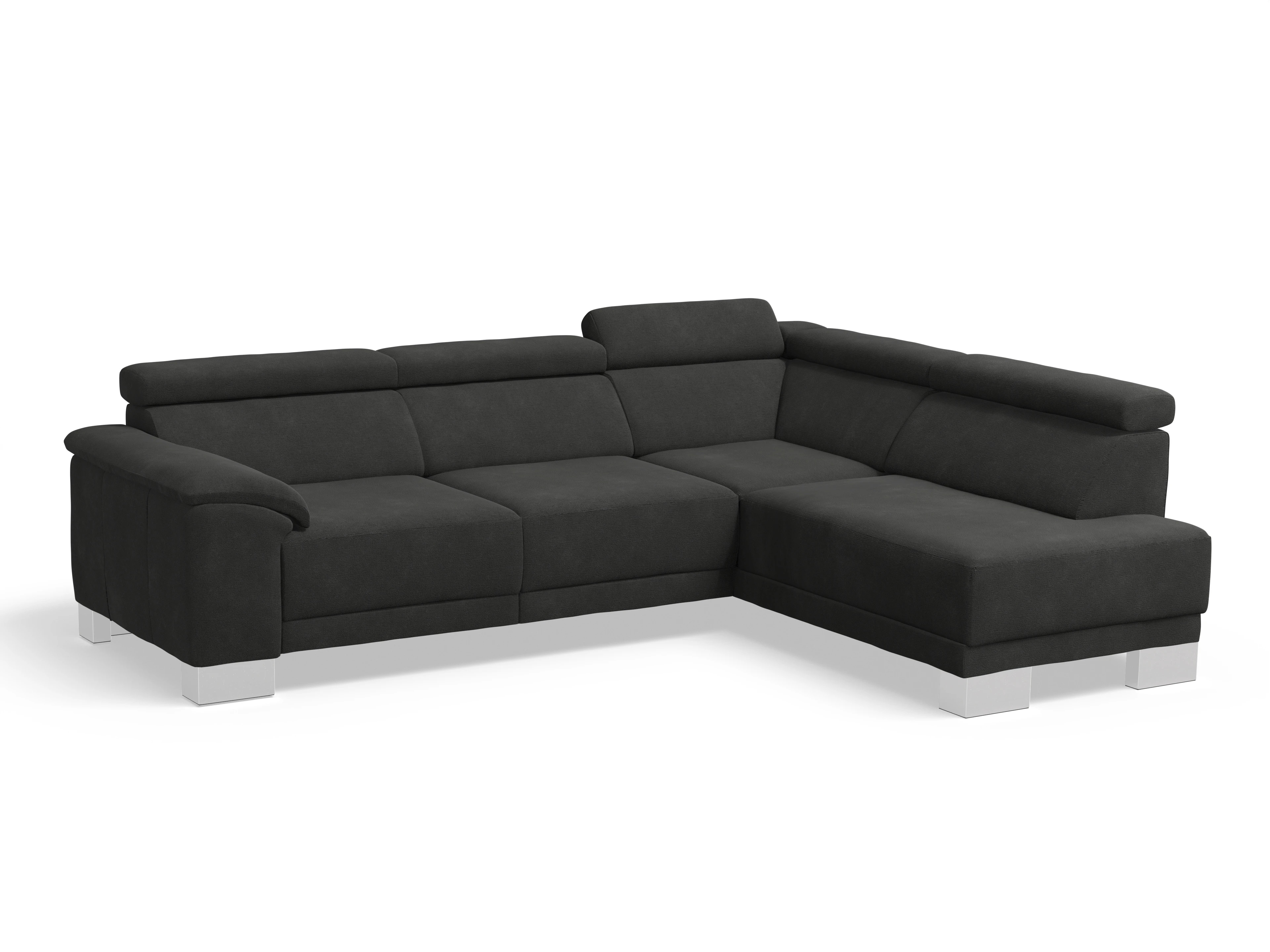 Ansicht des Produktes Antonio Ecksofa rechts Abschluss offen in Stoff Schwarz