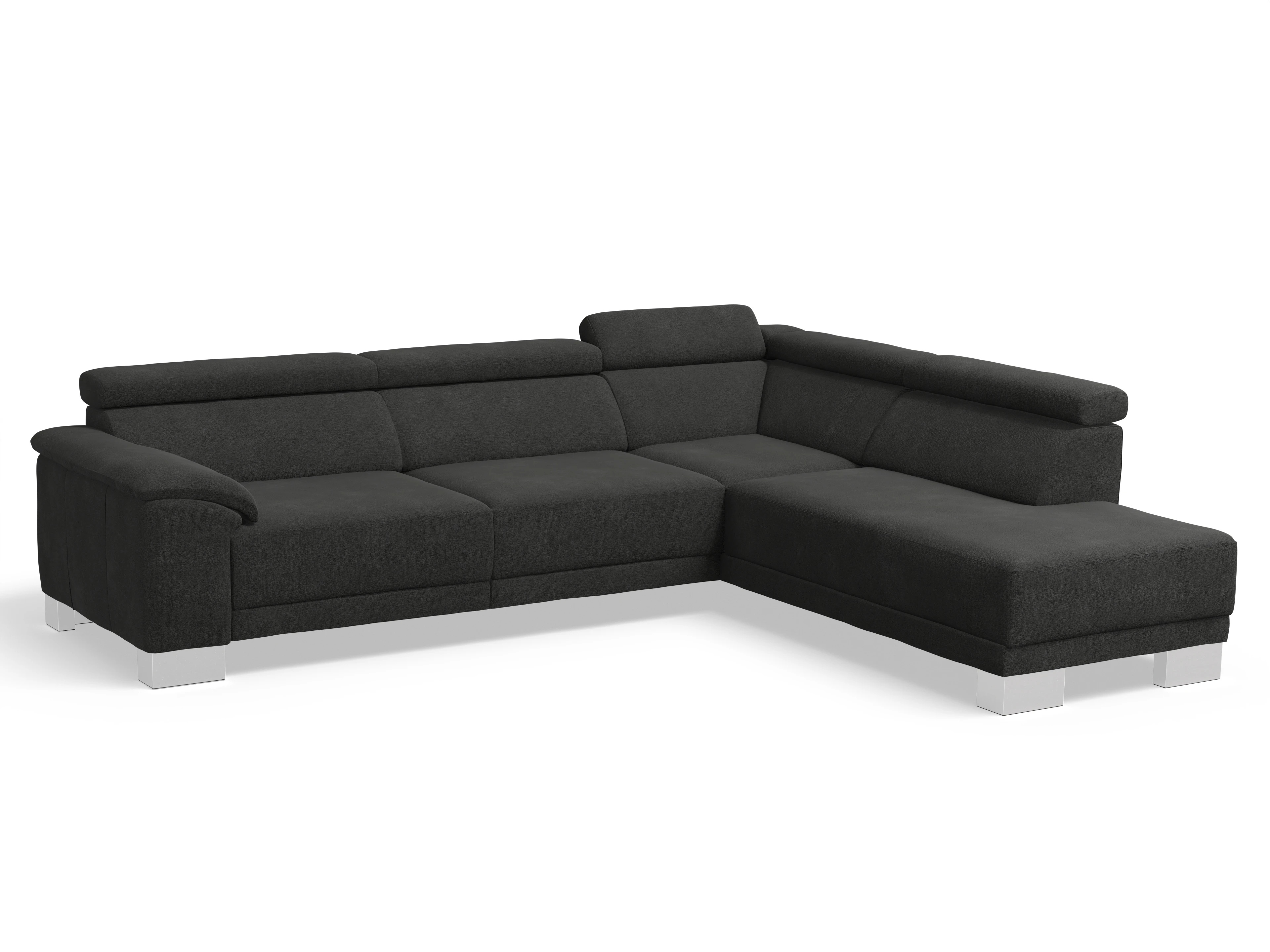 Ansicht des Produktes Antonio Ecksofa rechts Abschluss offen in Stoff Schwarz