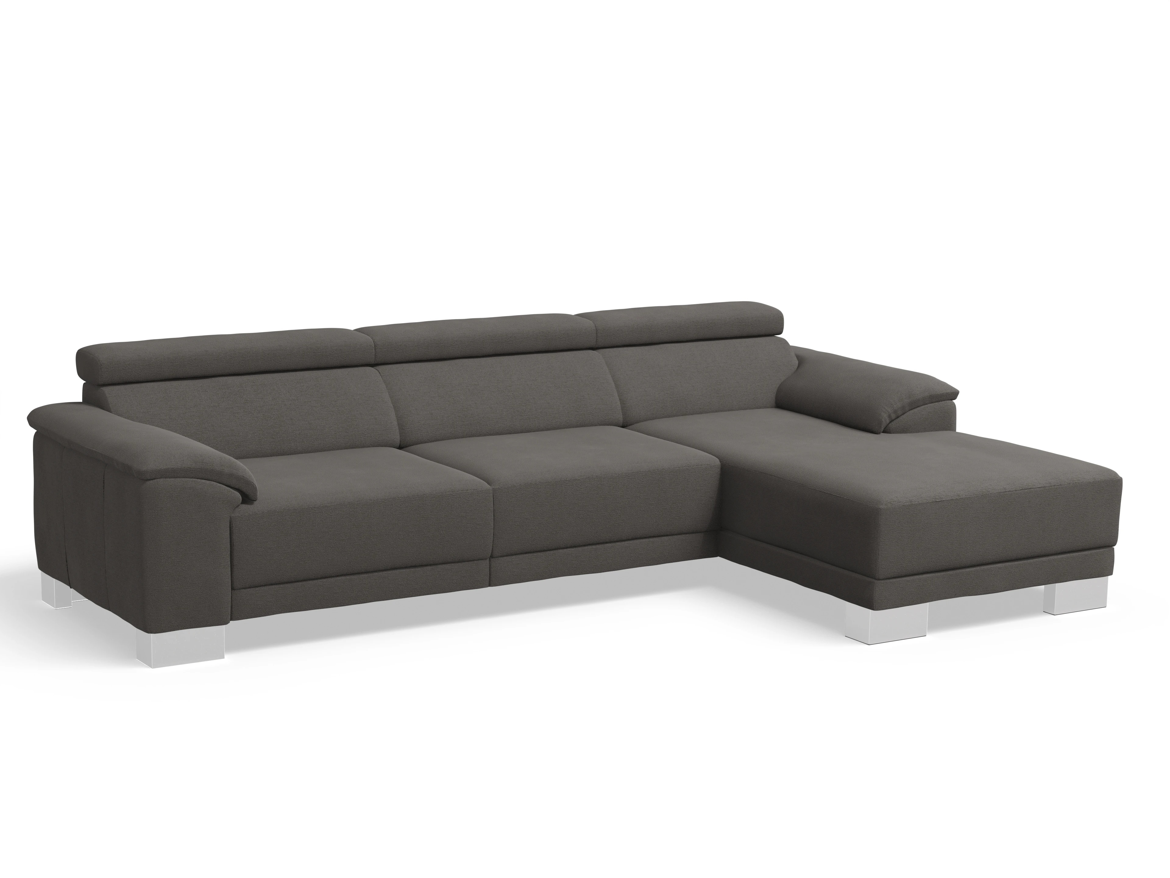 Antonio Ecksofa LO Large R Ansicht des Produktes Antonio Ecksofa rechts Abschluss offen in Stoff Grau