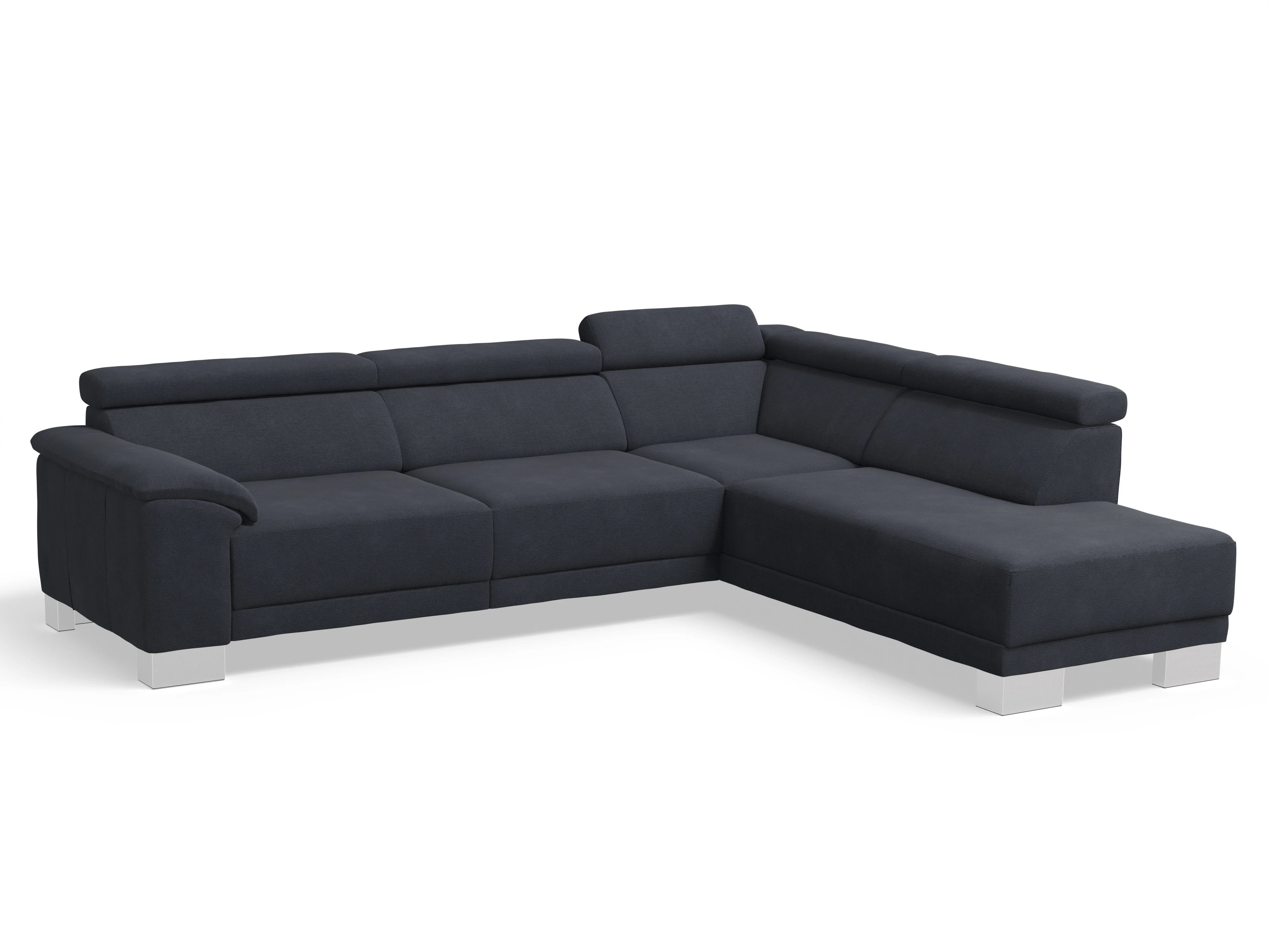 Antonio Ecksofa UM Large Plus R Ansicht des Produktes Antonio Ecksofa rechts Abschluss offen in Stoff Blau