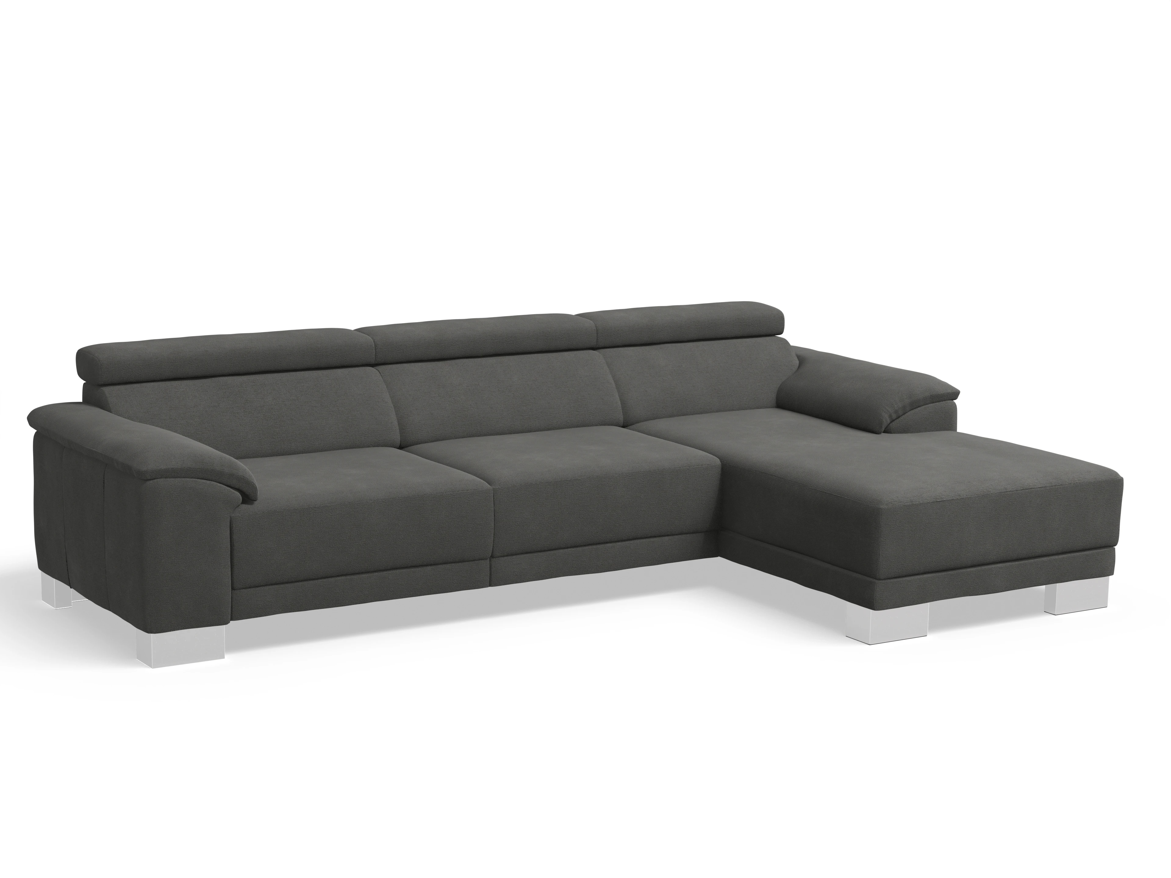 Antonio Ecksofa LO Large R Ansicht des Produktes Antonio Ecksofa rechts Abschluss offen in Stoff Grau