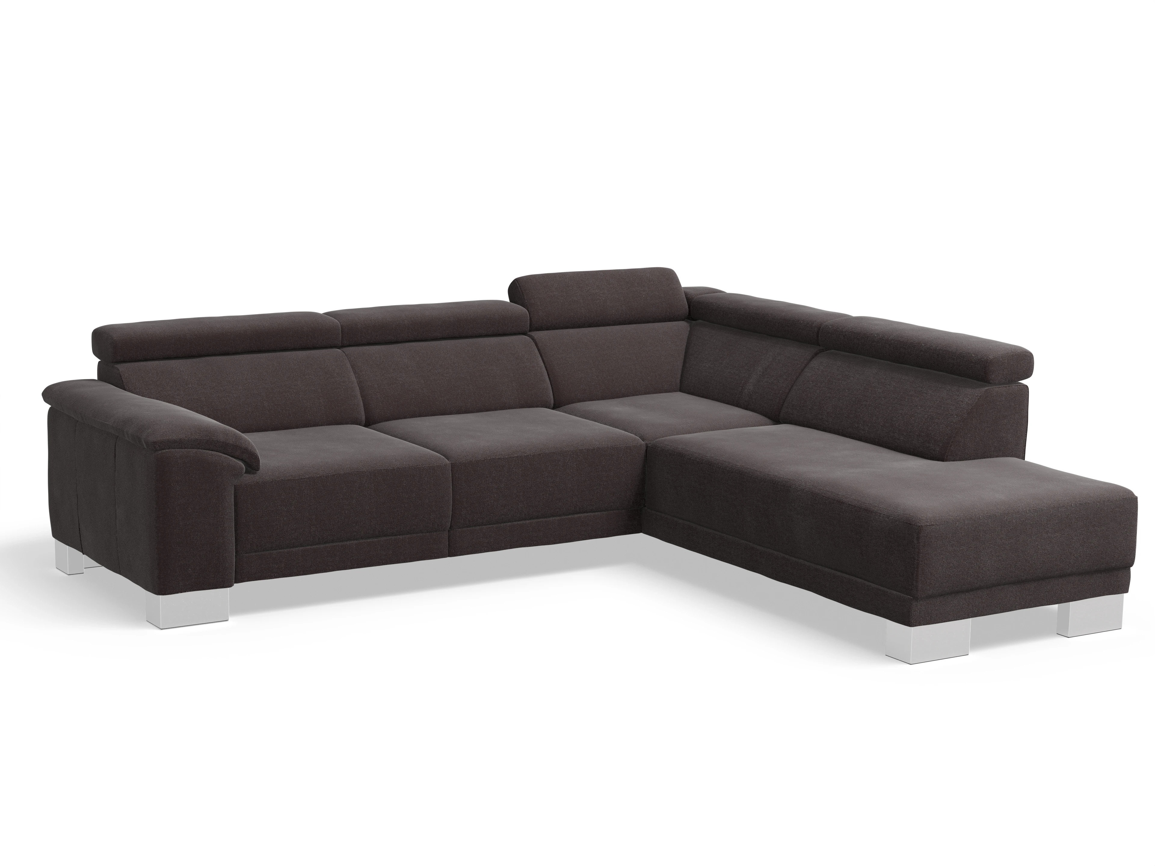 Ansicht des Produktes Antonio Ecksofa rechts Abschluss offen in Stoff Braun