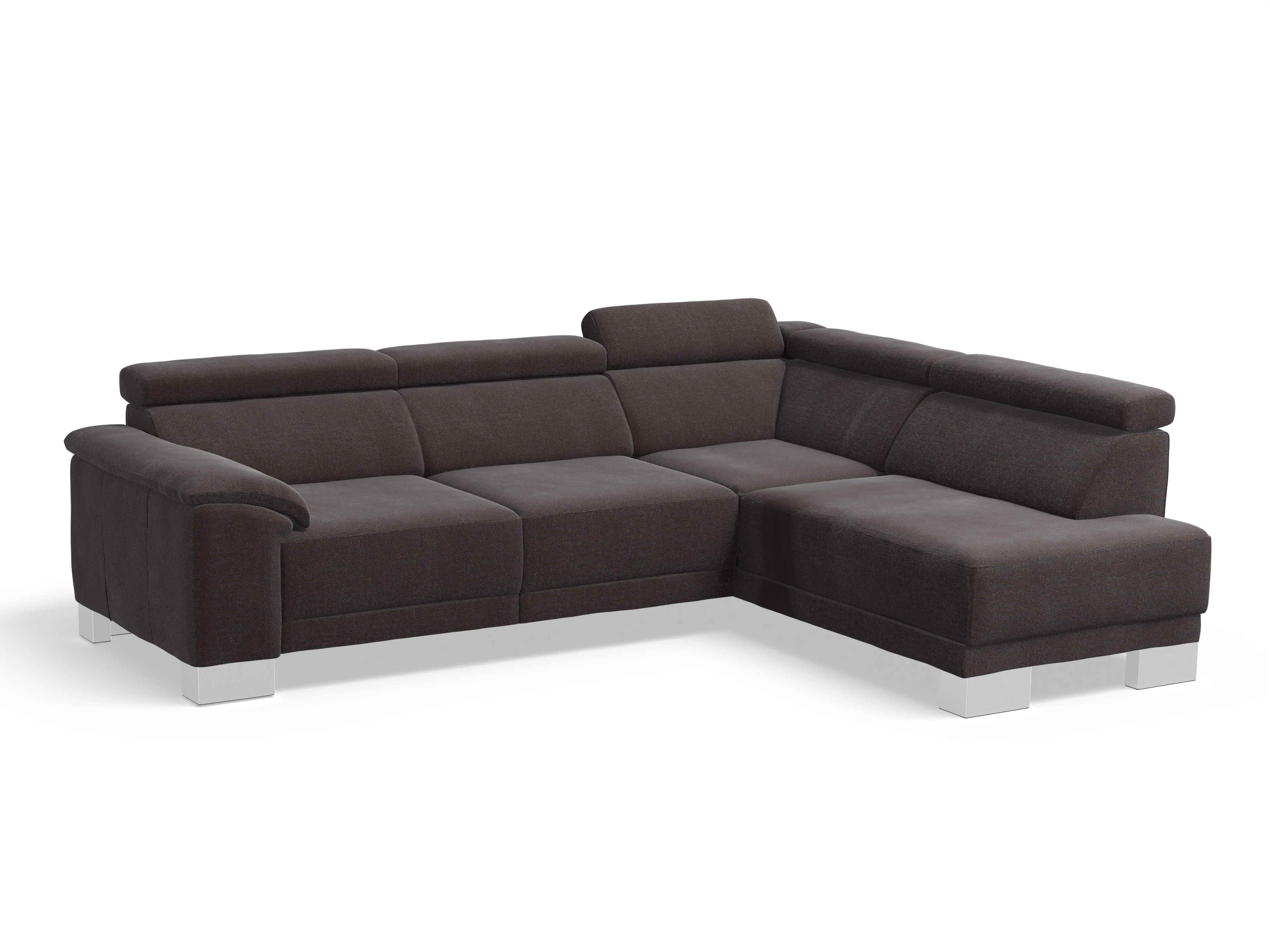 Antonio Ecksofa UM Medium R Ansicht des Produktes Antonio Ecksofa rechts Abschluss offen in Stoff Braun