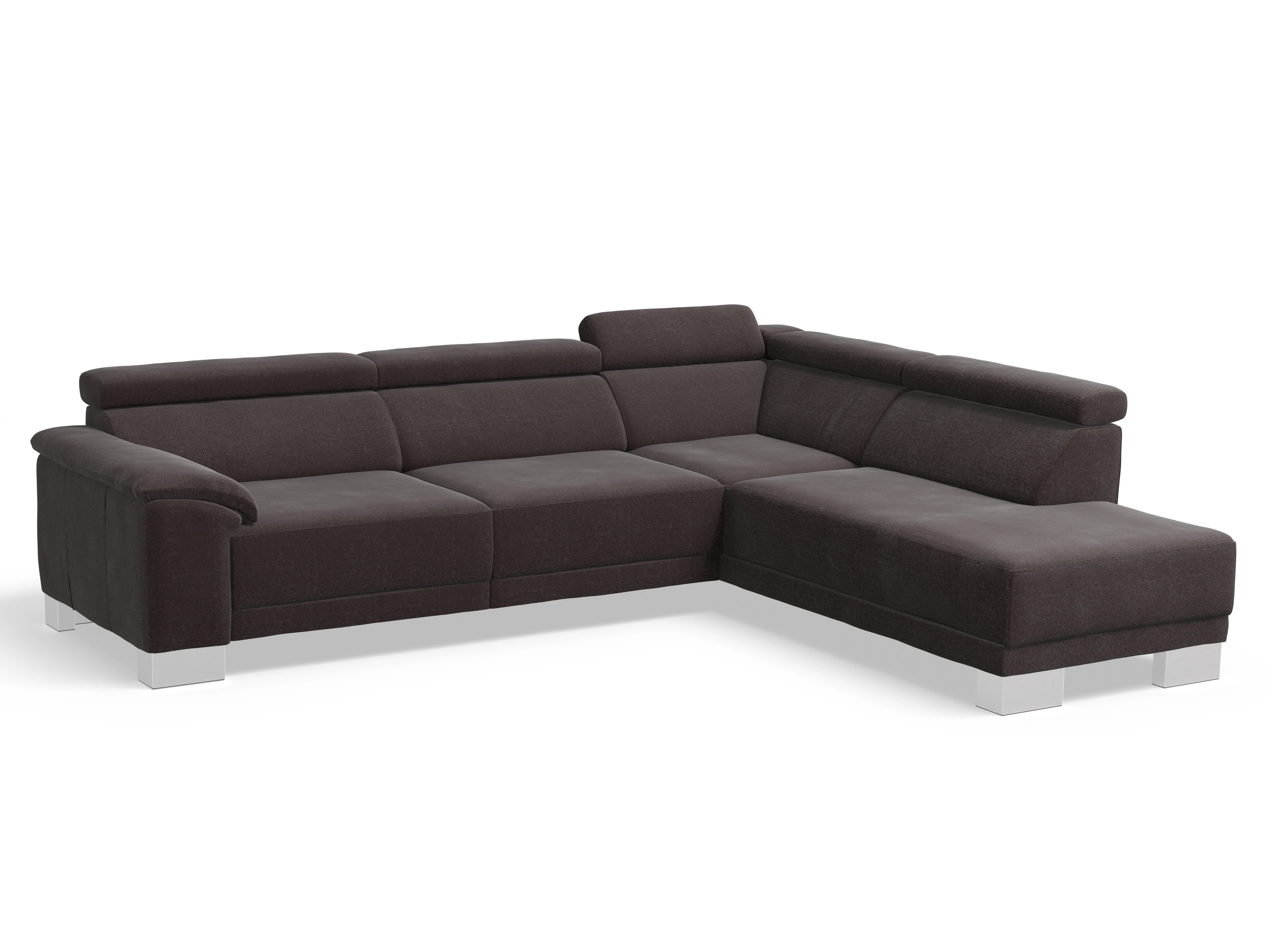Ansicht des Produktes Antonio Ecksofa rechts Abschluss offen in Stoff Braun