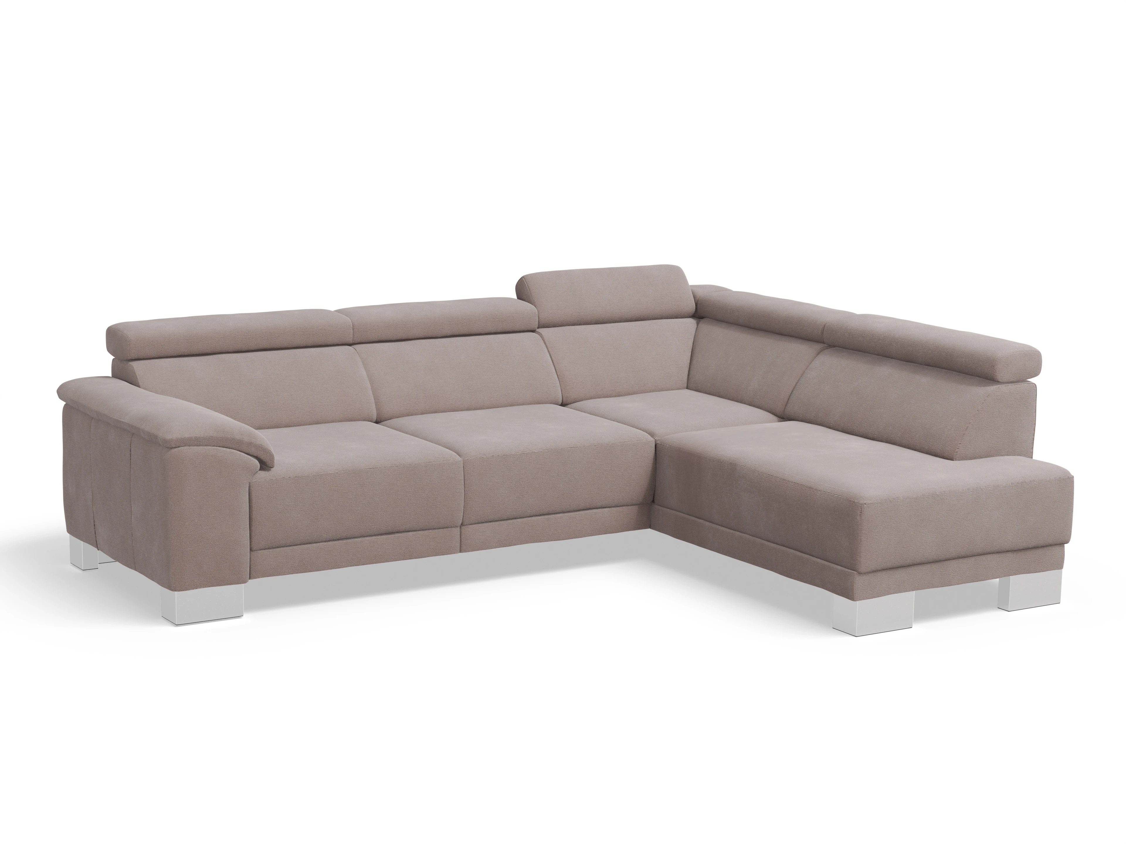 Antonio Ecksofa UM Medium R Ansicht des Produktes Antonio Ecksofa rechts Abschluss offen in Stoff Braun