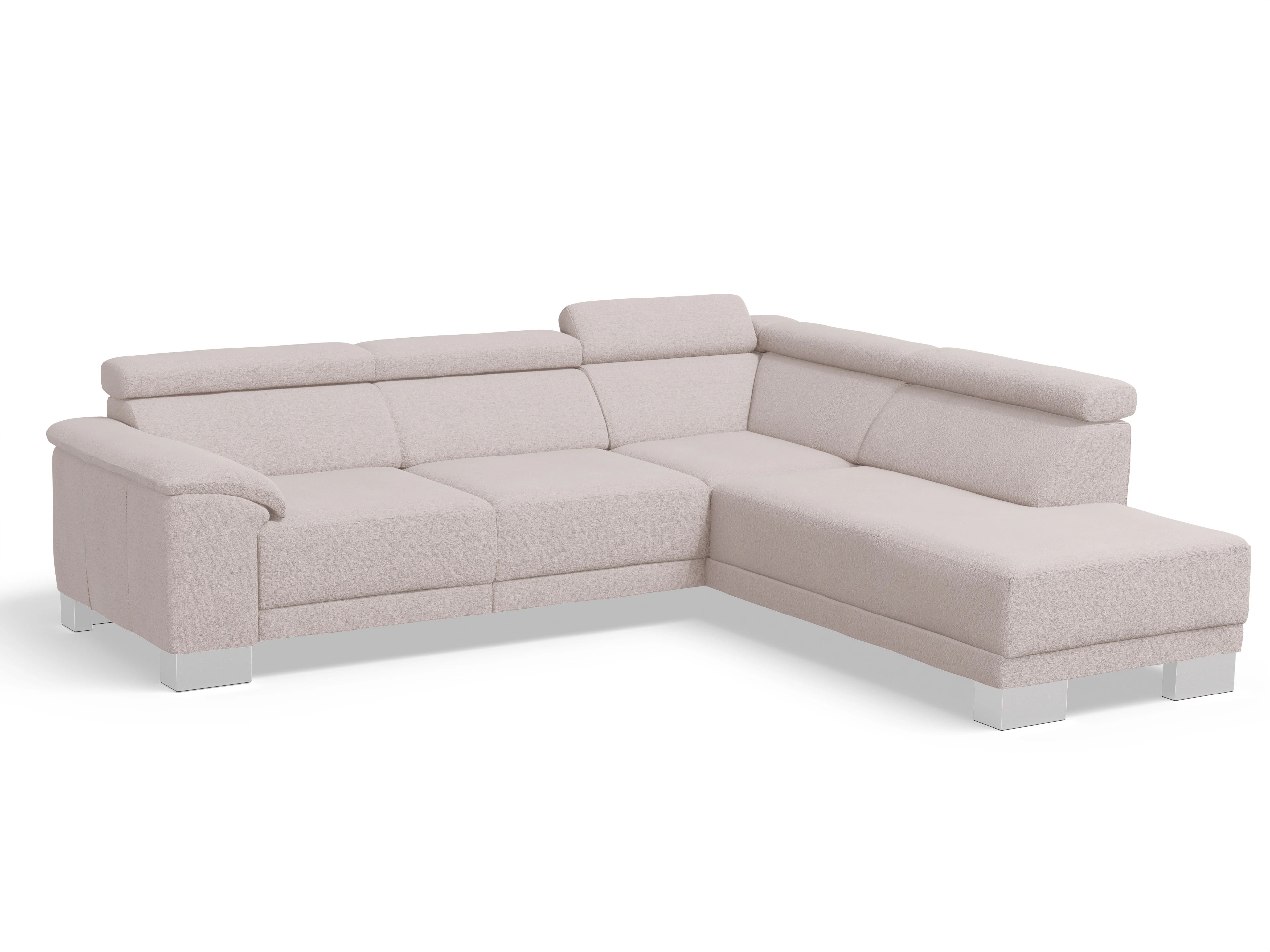 Antonio Ecksofa UM Medium Plus R Ansicht des Produktes Antonio Ecksofa rechts Abschluss offen in Stoff Weiss