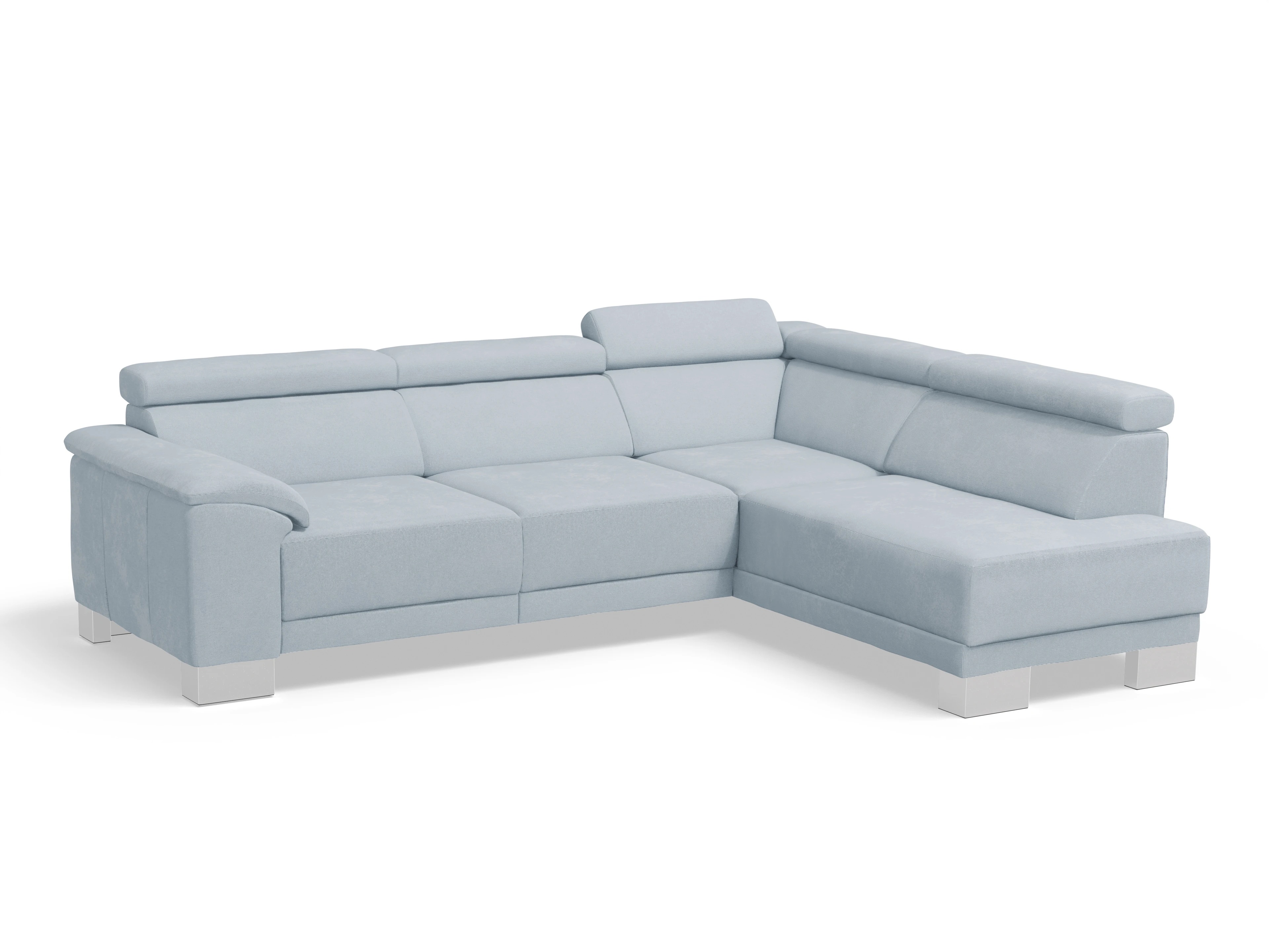 Ansicht des Produktes Antonio Ecksofa rechts Abschluss offen in Stoff Blau